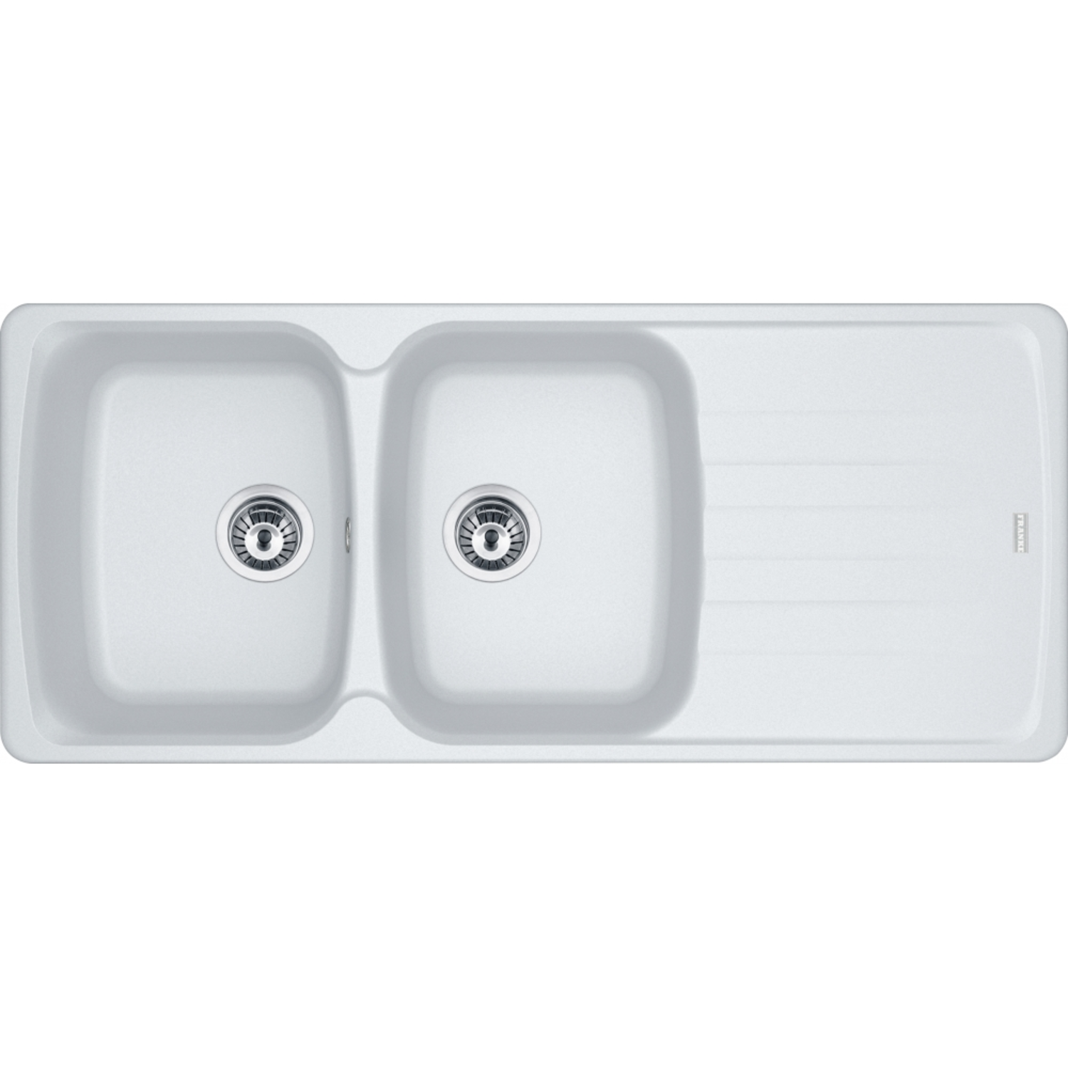 Antea - Inbouwspoeltafel / 1160 x 500 mm / 2 bakken / Metaal Wit / Omkeerbaar