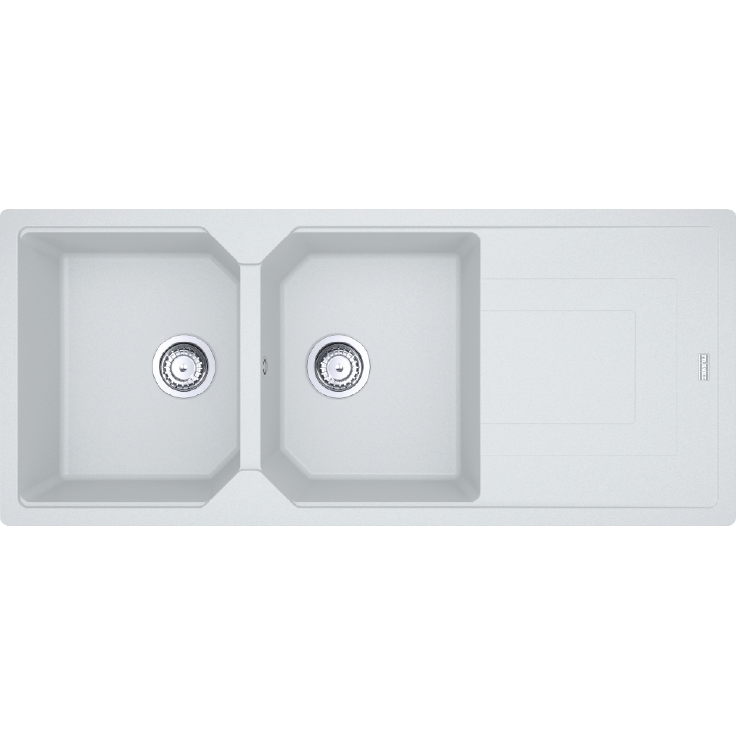 Urban - Inbouwspoeltafel / 1160 x 500 mm / 2 bakken / Metaal Wit / Omkeerbaar