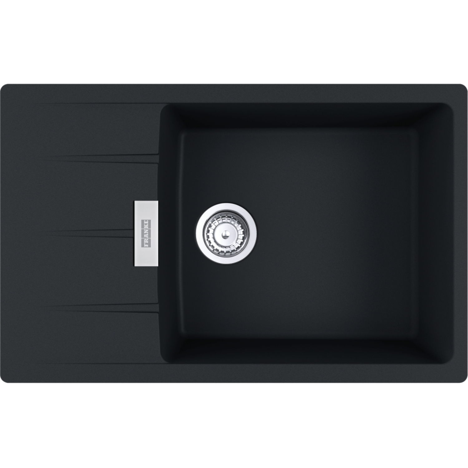 Centro - Evier à encastrer / 780 x 500 mm / 1 bassin / Noir Mat / Réversible