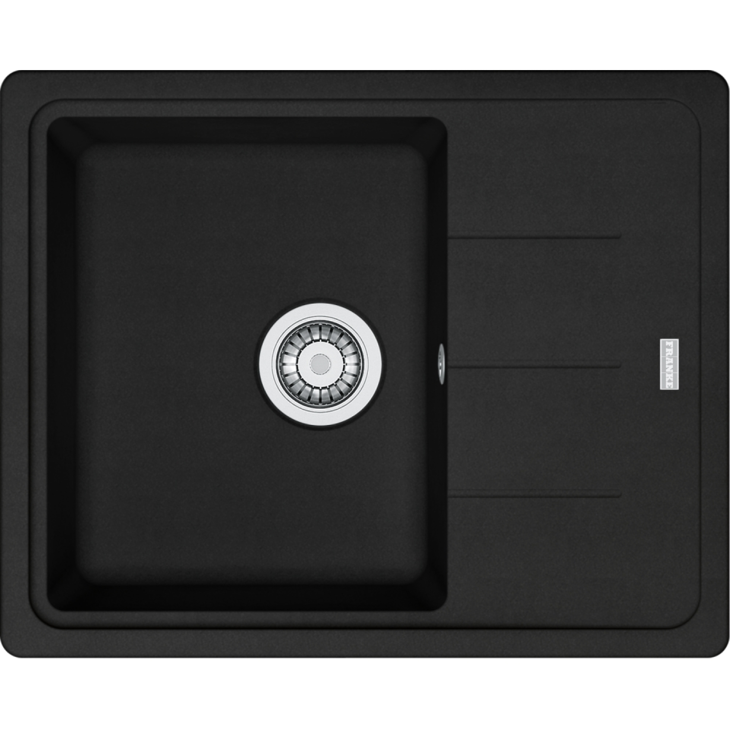 BASIS - Evier à encastrer / 620 x 500 mm / Vidage Manuel / Noir mat