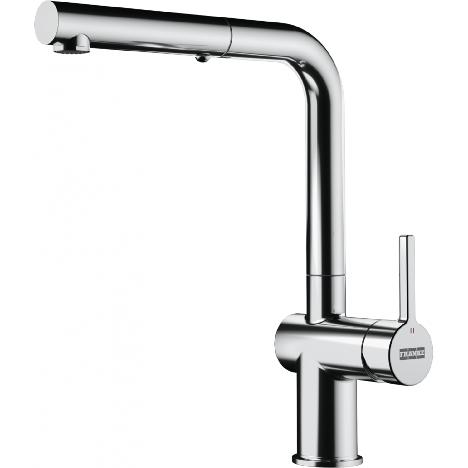 Active L - Eéngreepsmengkraan L met uittrekbare uitloop / Side lever / Chroom