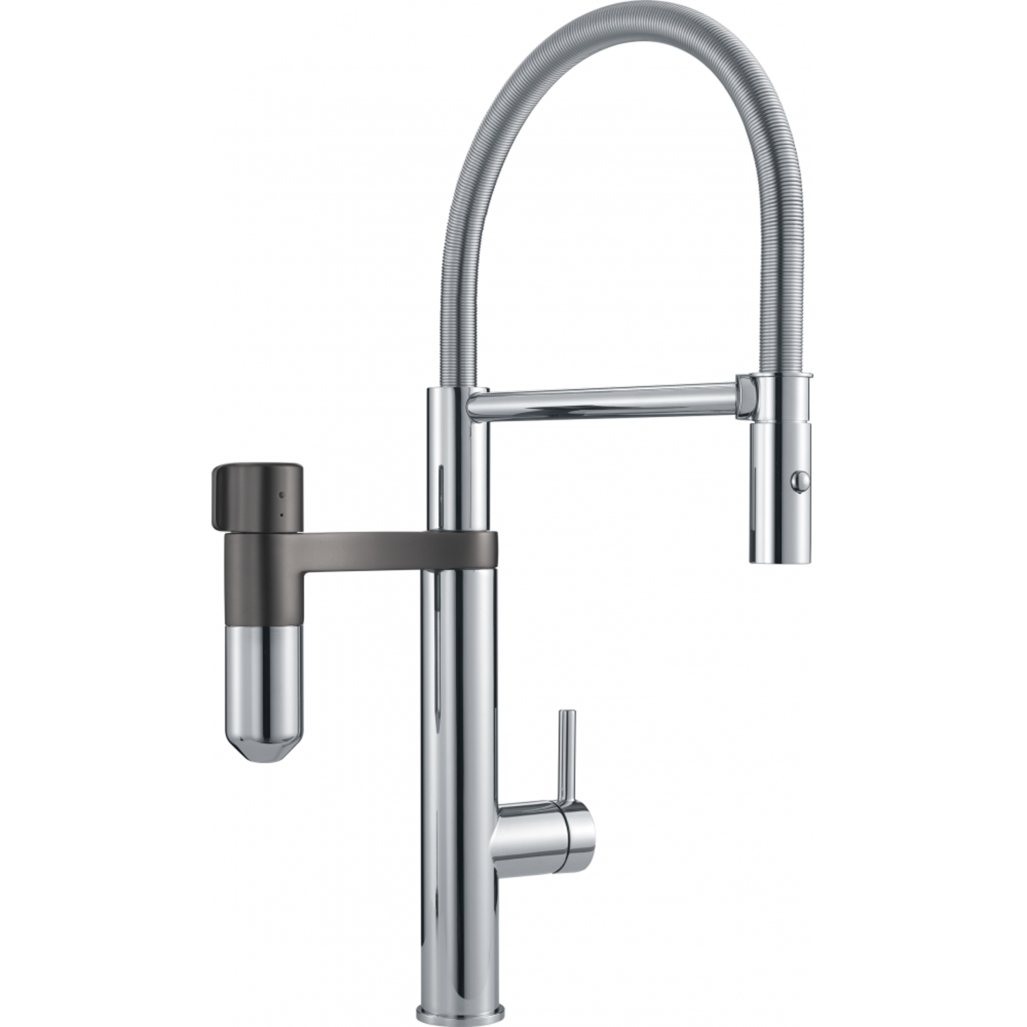 Vital - Système de filtration à bec mobile / 2 jets / Levier sur le côté / Chrome & Gun metal