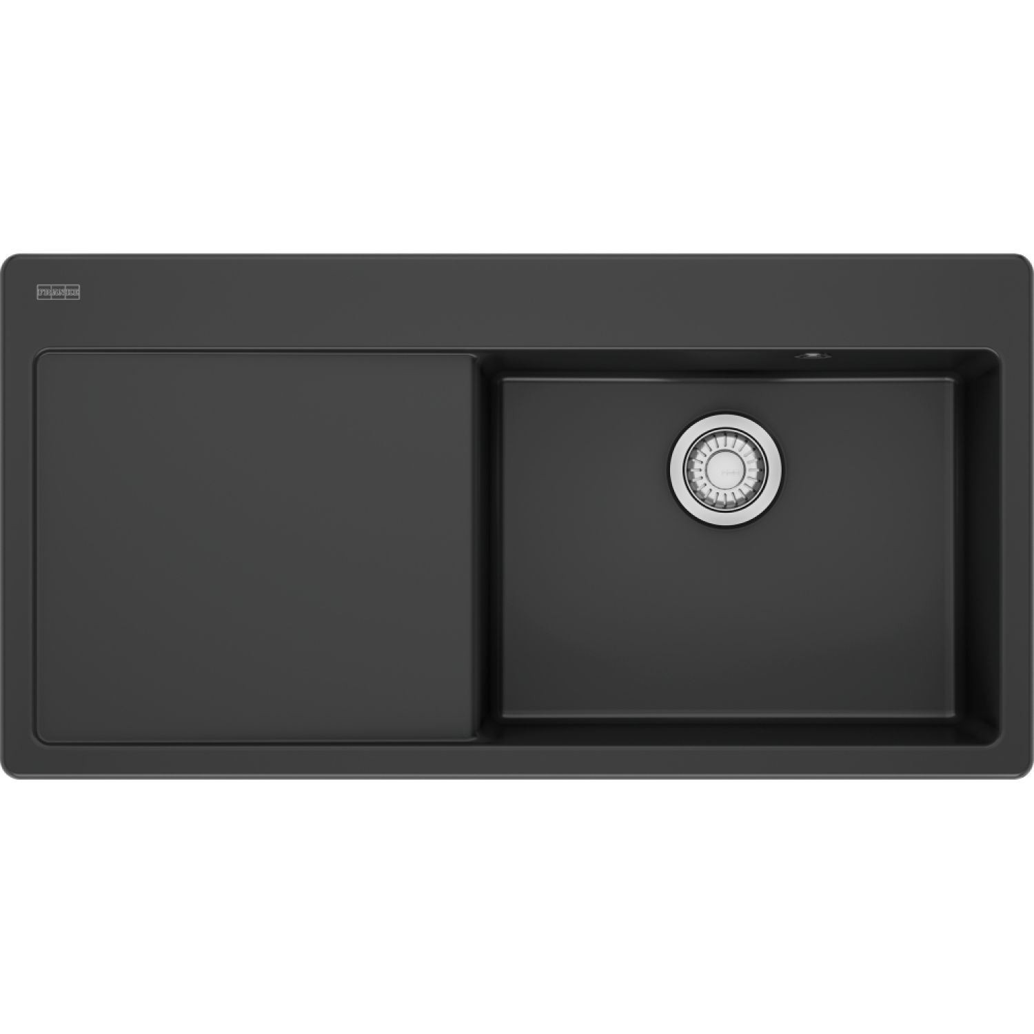 MYTHOS X - Inbouwspoeltafel / 1 bak XL / 1000 x 510 mm / Verlek links / Automatische lediging / Drukknop / Antraciet