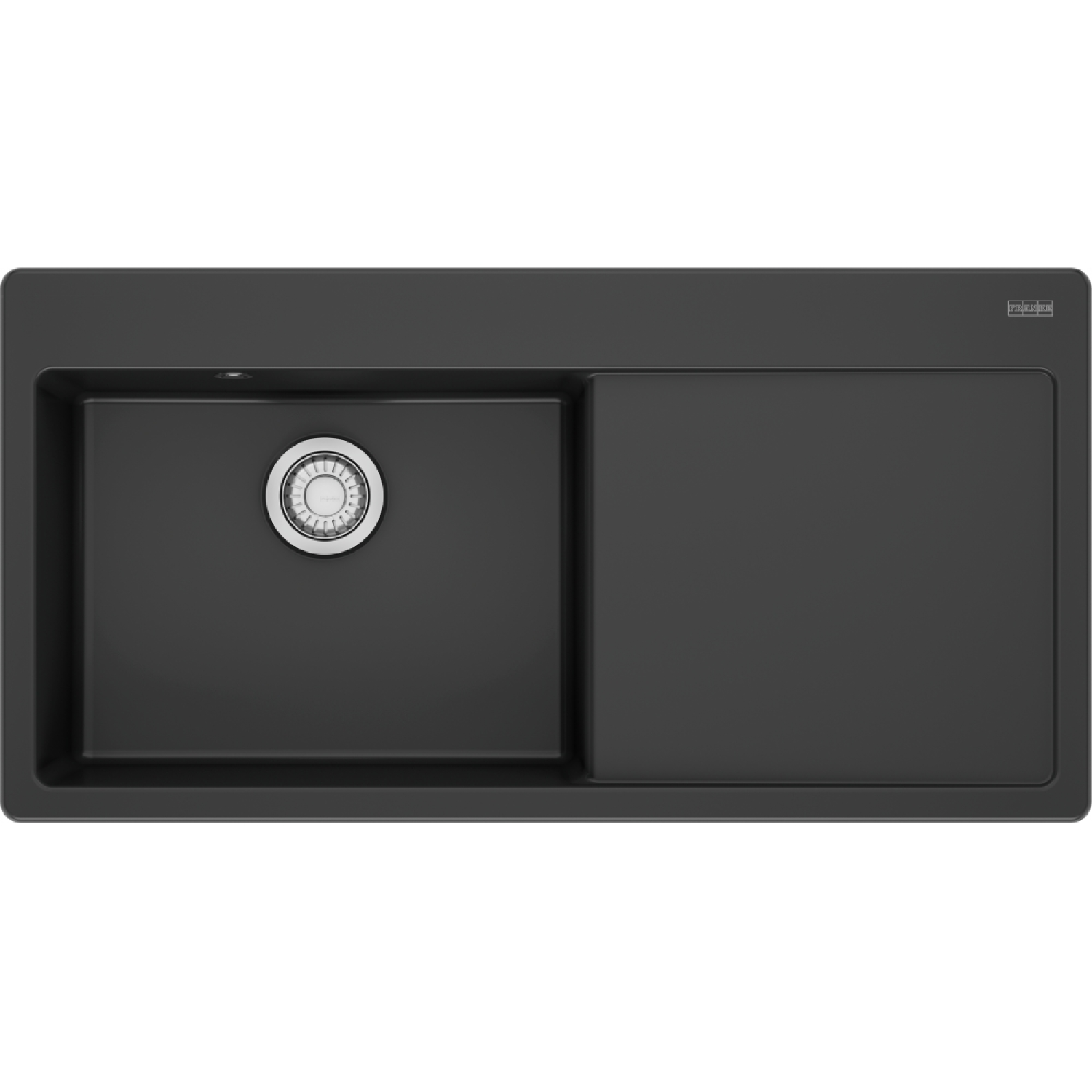 MYTHOS X - Inbouwspoeltafel / 1 bak XL / 1000 x 510 mm / Verlek rechts / Automatische lediging / Drukknop / Antraciet