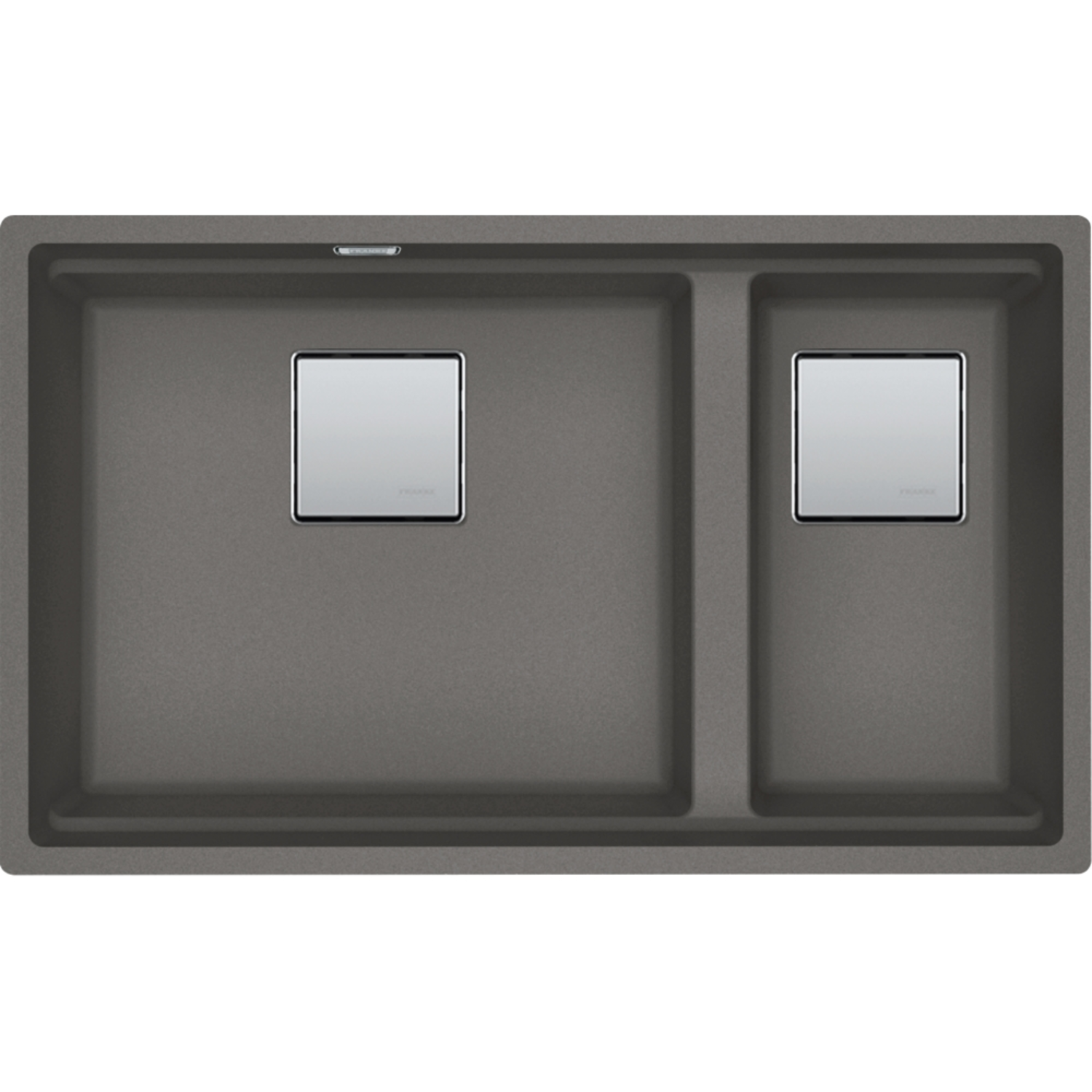 KUBUS 2.0 PRO - Cuve à sous-encastrer / 2 bassins / 760 x 460 x 200 mm / Vidage manuel / Gris pierre + Set 3 accessoires