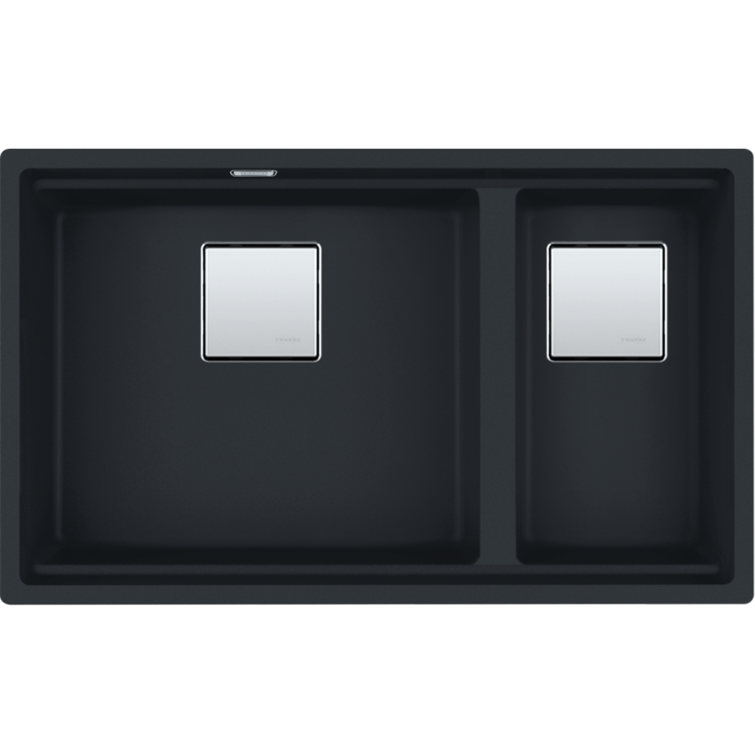 KUBUS 2.0 PRO - Cuve à sous-encastrer / 2 bassins / 760 x 460 x 200 mm / Vidage manuel / Noir mat + Set 3 accessoires