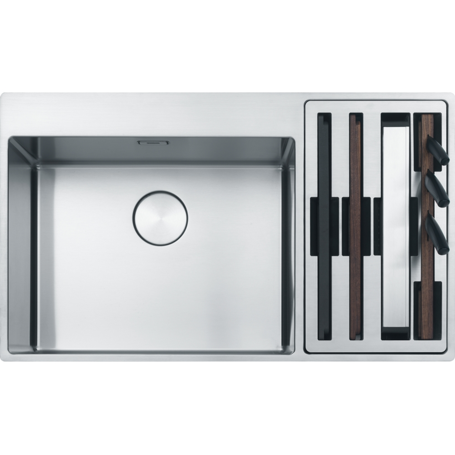 Box Center / Vlakbouwspoeltafel / 860 x 510 mm / 2 bakken / Glad / werkcentrum rechts