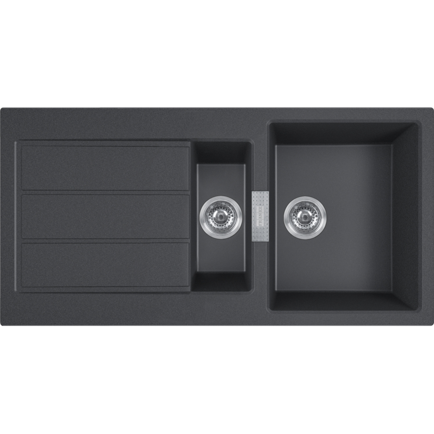 Sirius S2D - Evier à encastrer / 1000 x 510 mm / 1 + 1/2 bassin / Noir / Réversible