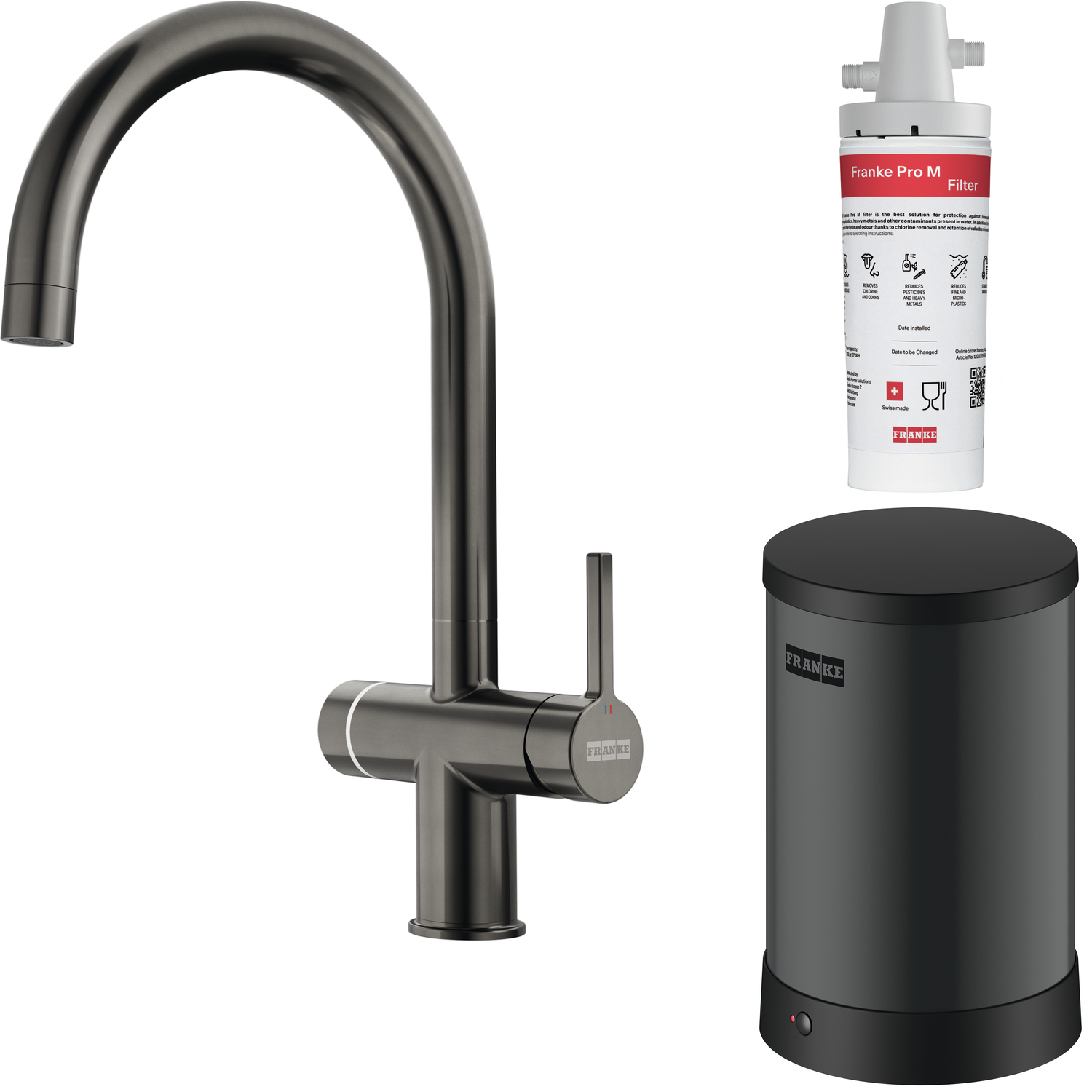 Maris Water Hub - 3 in 1 set met zwenkbare uitloop / Side Lever / Antraciet / Boiler 4 liter