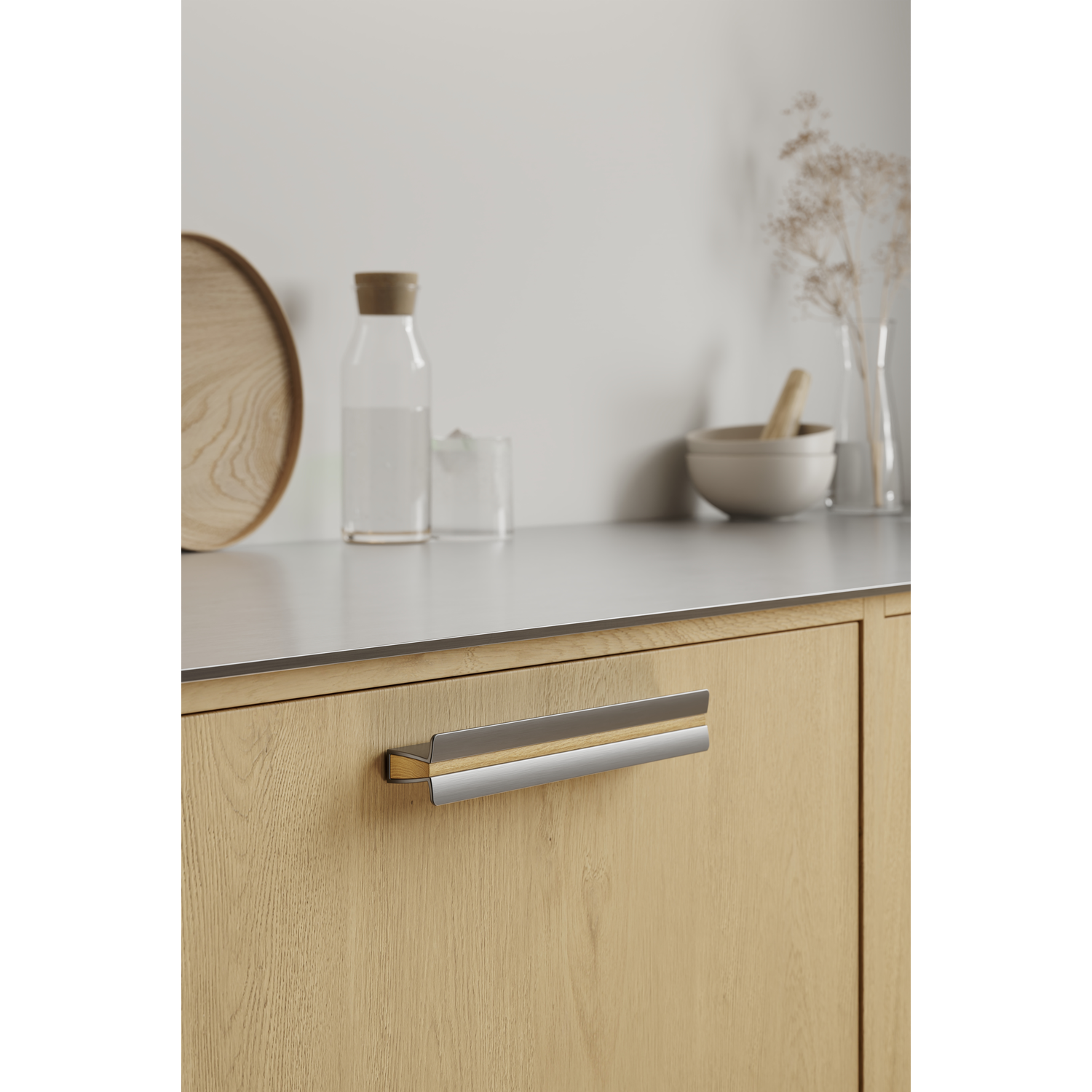 Poignée PAPILLON ea160 chêne + look inox 