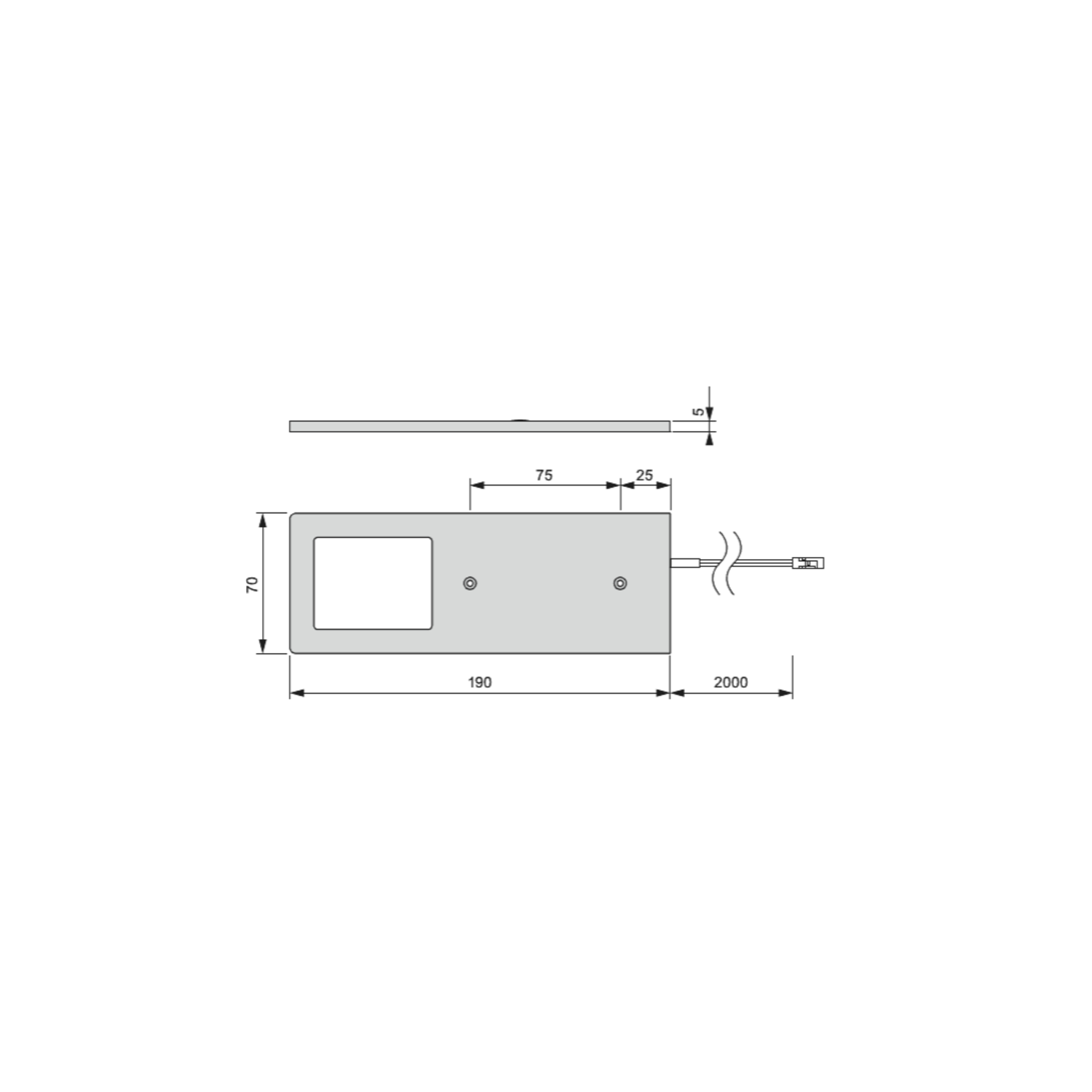Planar L slave 24Vdc 3W 4000K 2kabels zwart