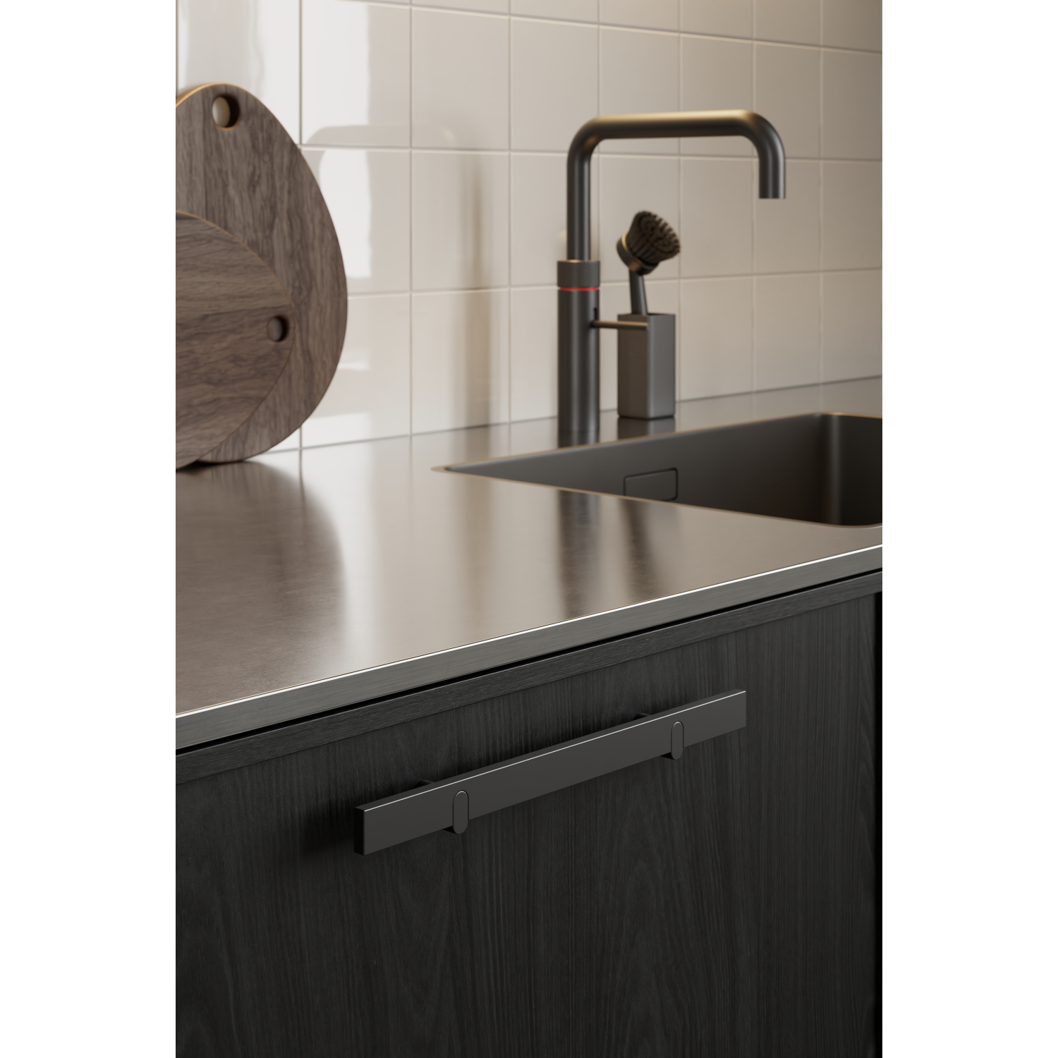 Greep REEV BA320 L440 Aluminium Mat zwart