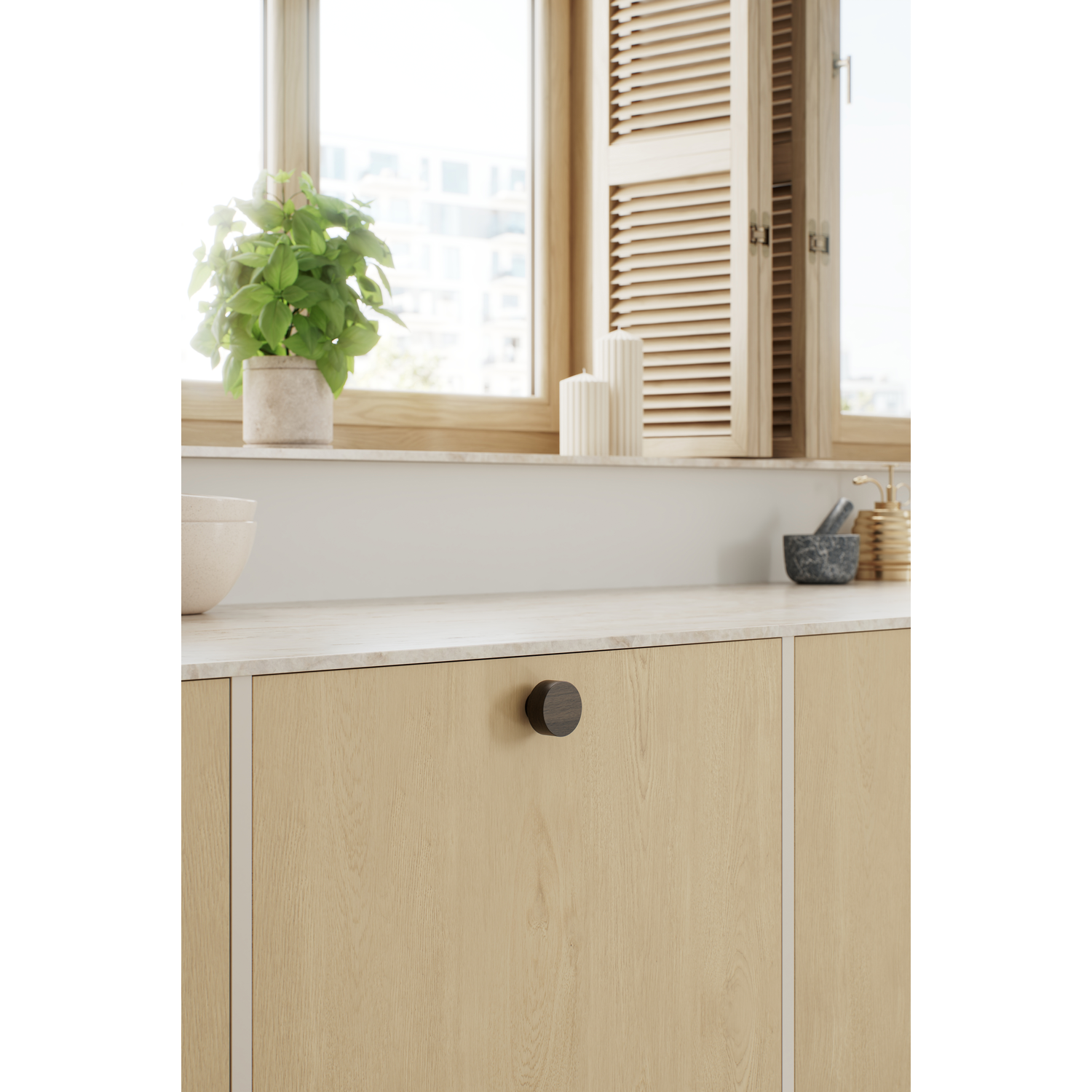 Bouton ROW Ø40 H28 chéne foncé 