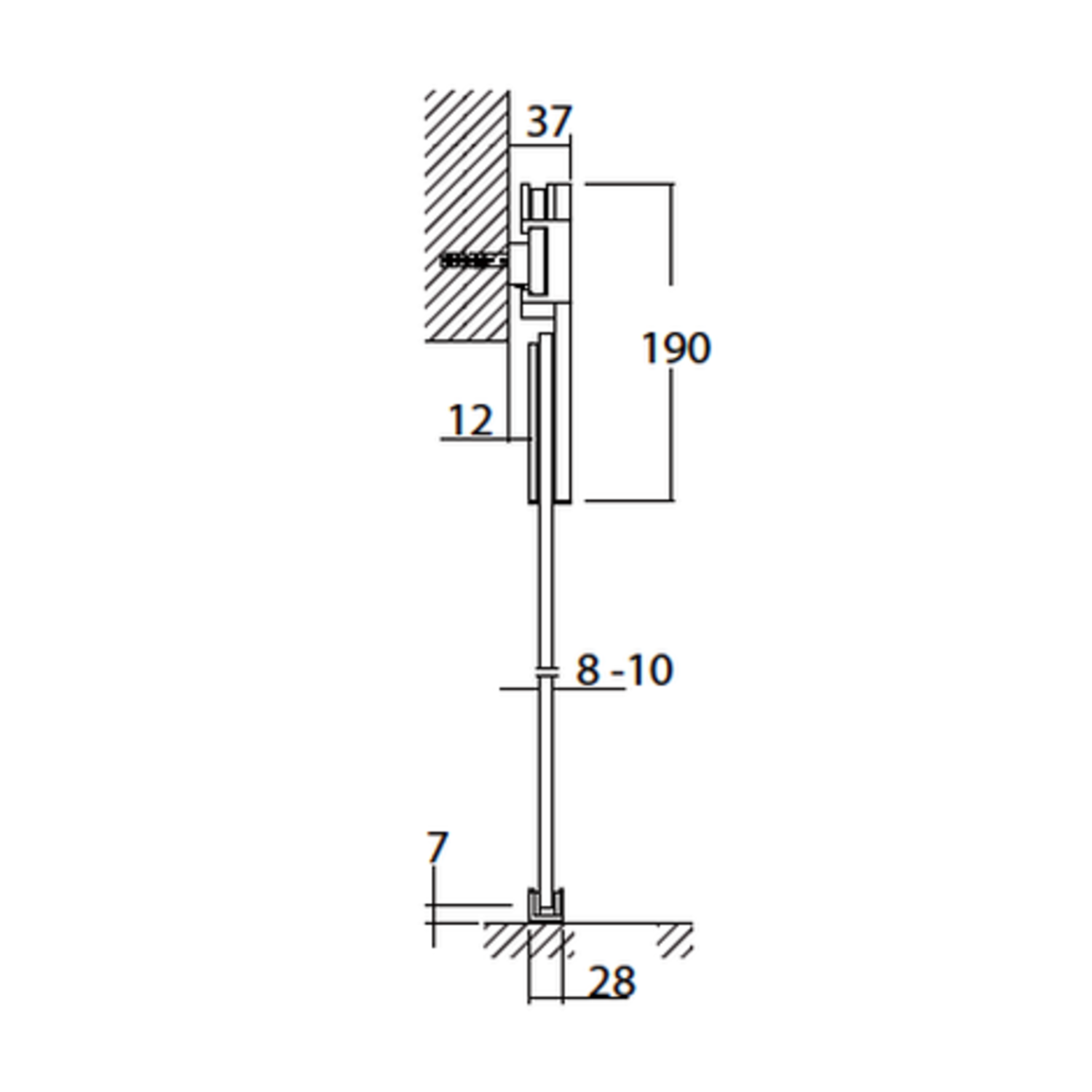 Runway schuifdeurset staal zwart 80kg l.2100mm voor deurbladbreedte 910-1000mm
