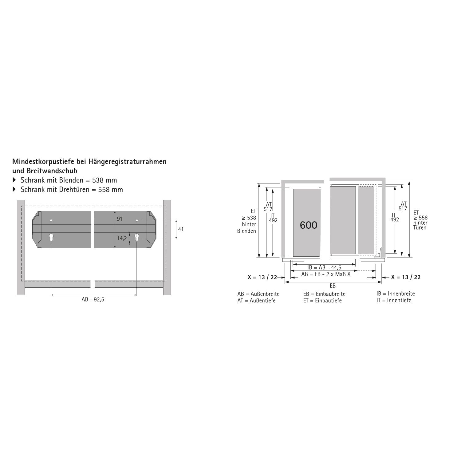 Hangmapregisterframes Systema Top 2000, 1136 x 517 mm, zwart