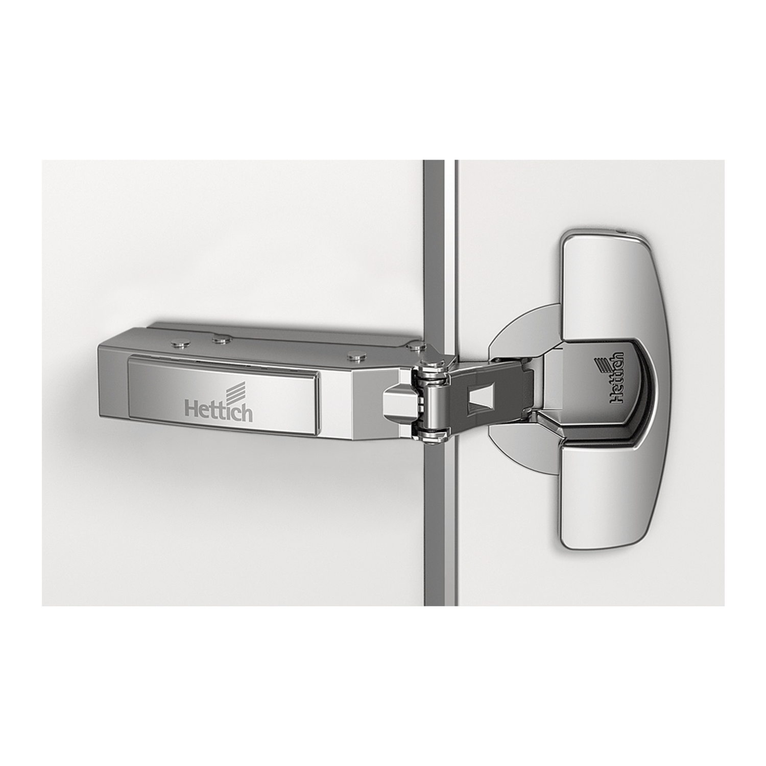 Sensys scharnier voor dunne deuren, deurdikte vanaf 10 mm, met geïntegreerde demping (Sensys 8646i), vernikkeld, inliggend, openingshoek 110°, TH-boorbeeld 52 x 5,5 mm, met spreidpluggen (ø 10 x 8)