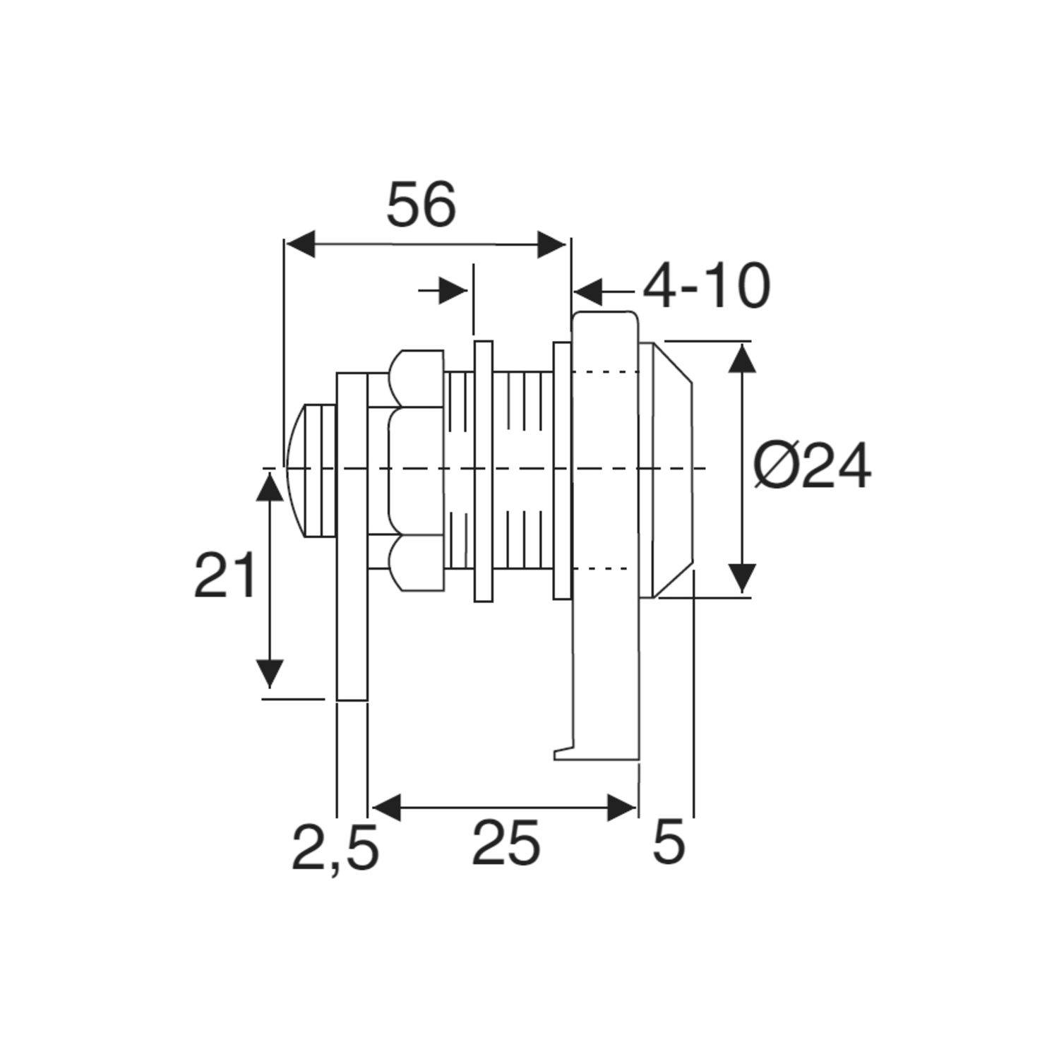 Serrure pour porte en verre 4-10mm avec gâche