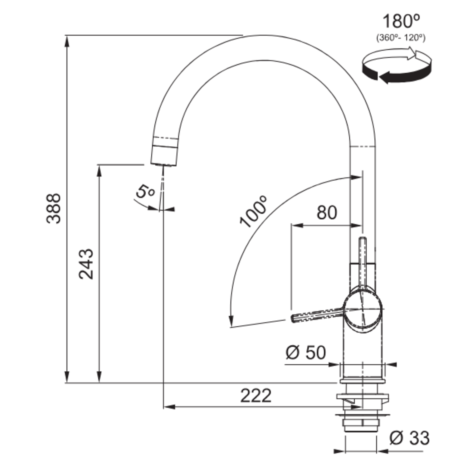 Maris Water Hub - 3 in 1 set met zwenkbare uitloop / Side Lever / Zwart mat / Boiler 4 liter