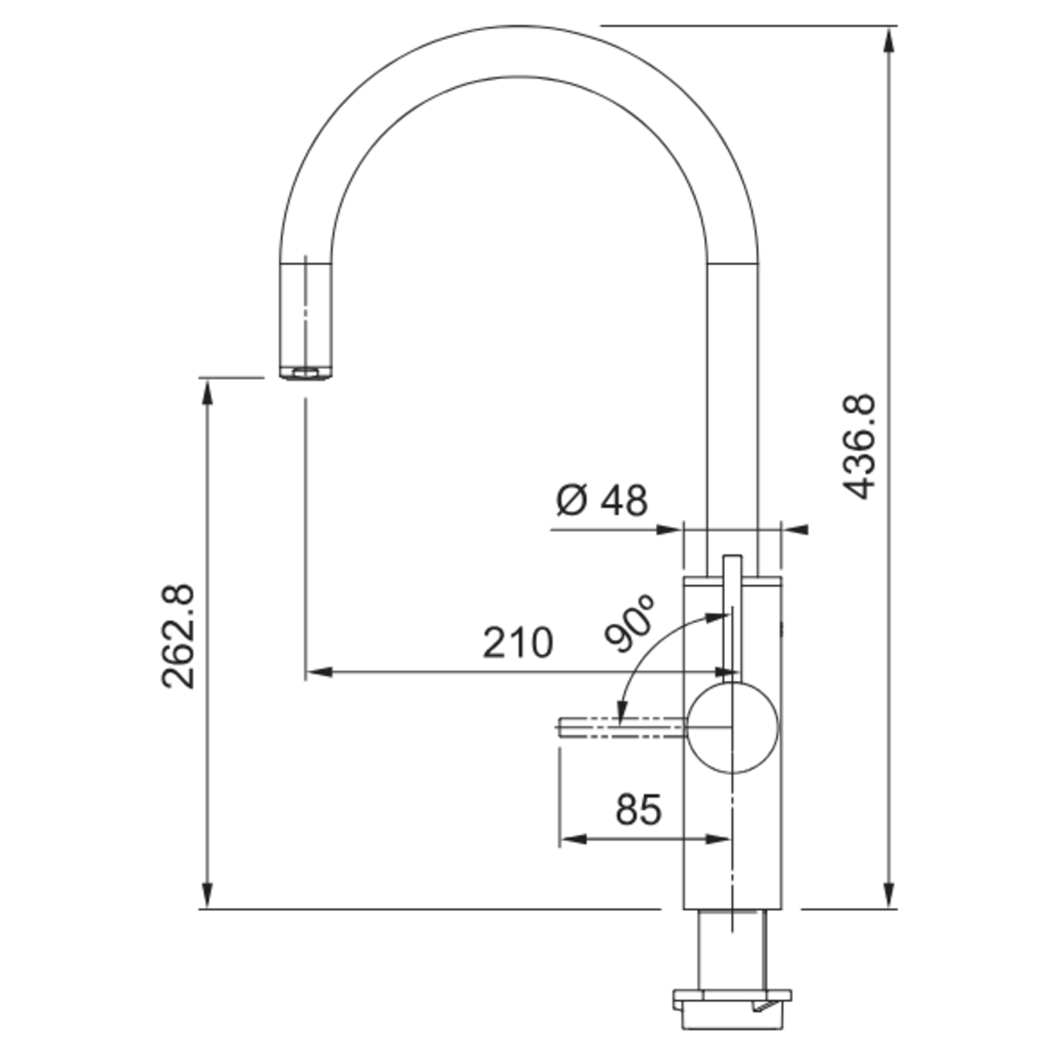 Mythos Water Hub 6 en 1 - Mitigeur à bec orientable / Levier sur le côté / Cuivre