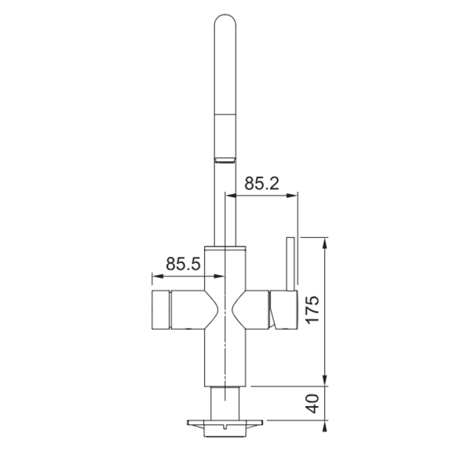 Mythos Water Hub 6 en 1 - Mitigeur à bec orientable / Levier sur le côté / Cuivre