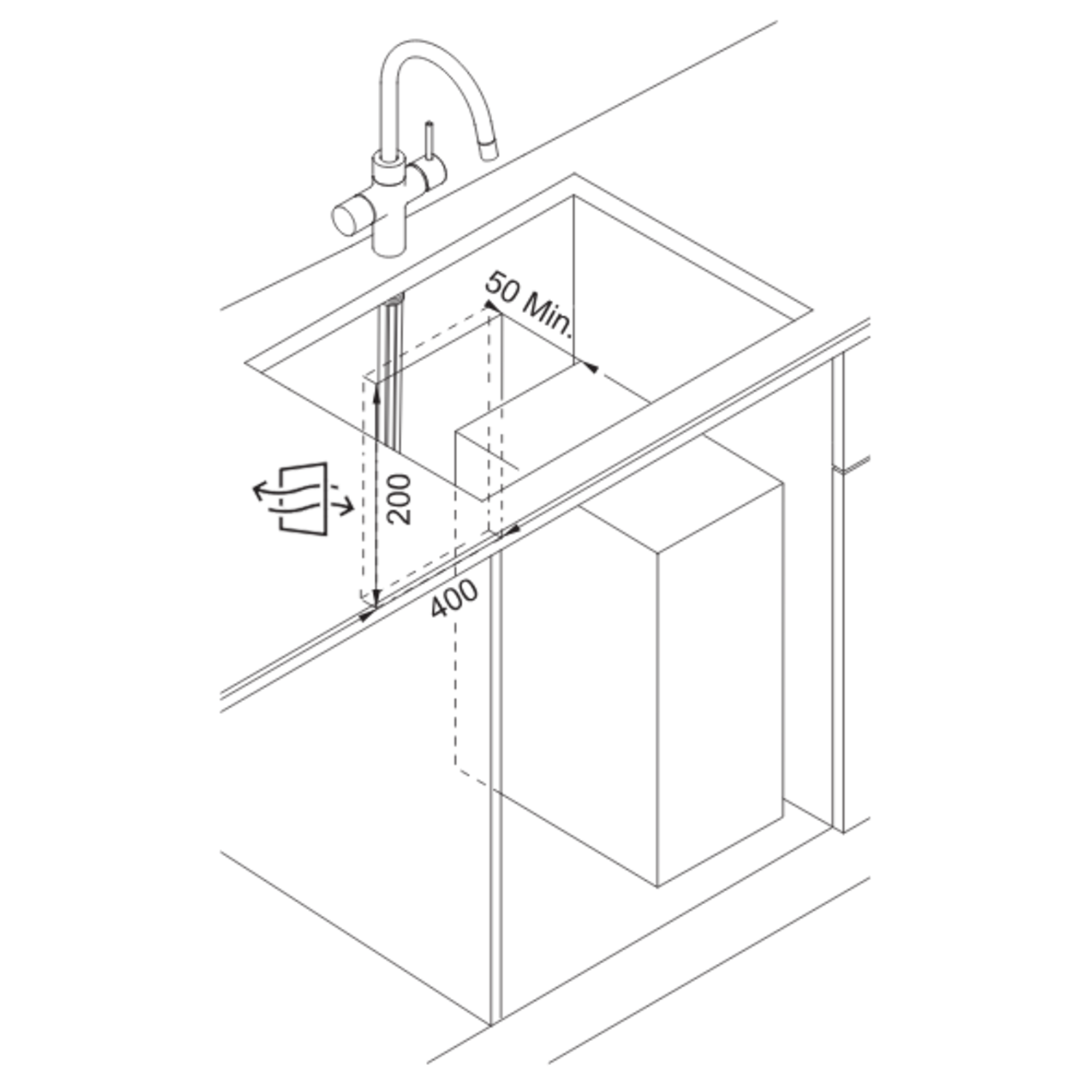 Mythos Water Hub 6 en 1 - Mitigeur à bec orientable / Levier sur le côté / Cuivre