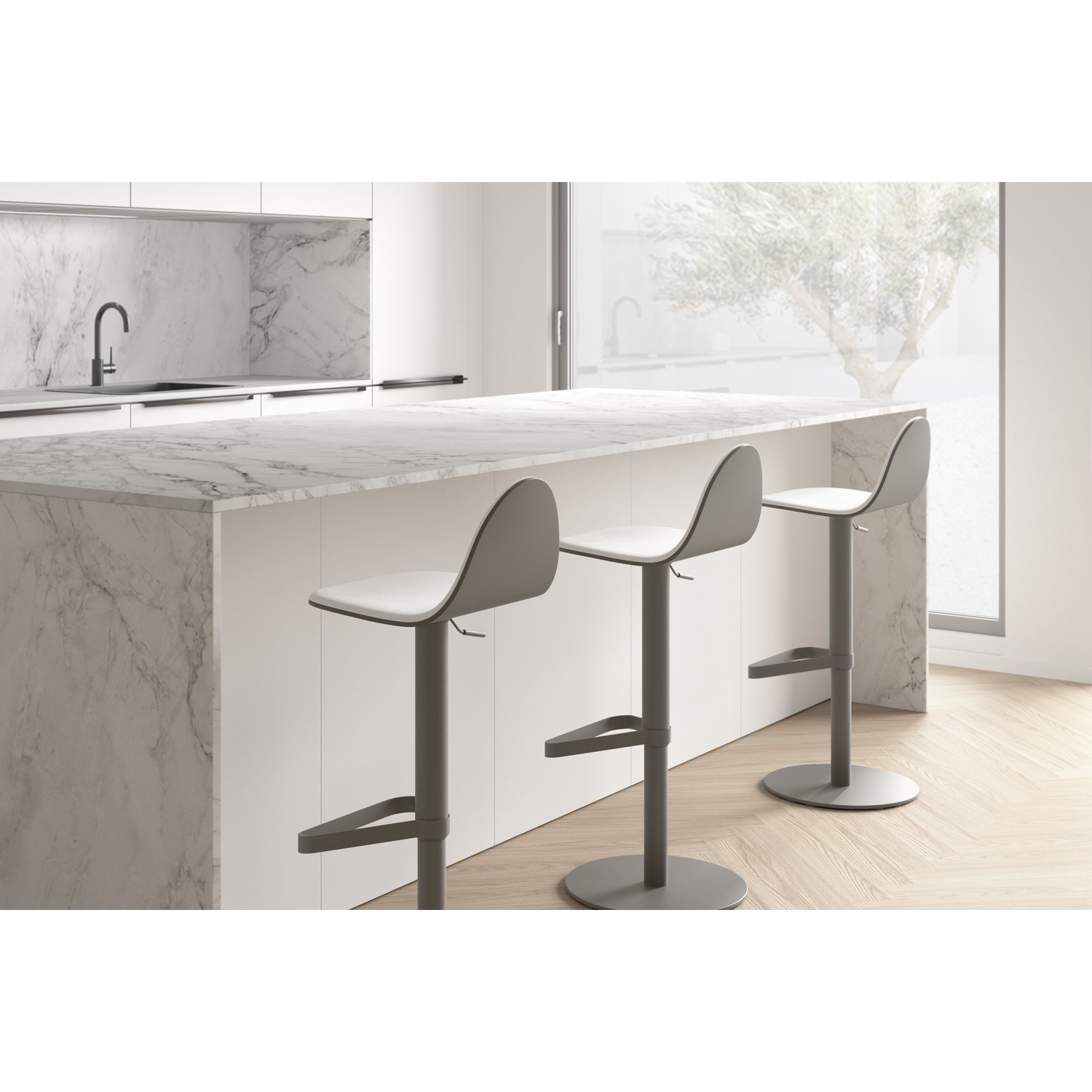 Tabouret tabu tes blanc rond|mystic moutarde 