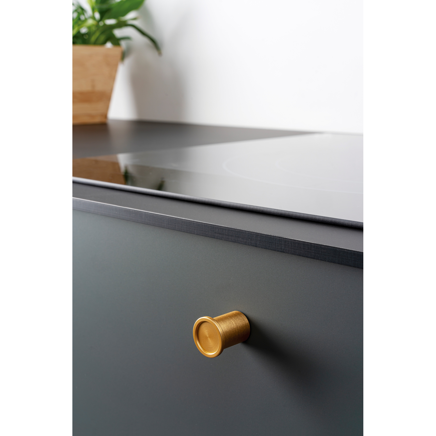 Bouton ROUND Ø25 aluminium brossé noir