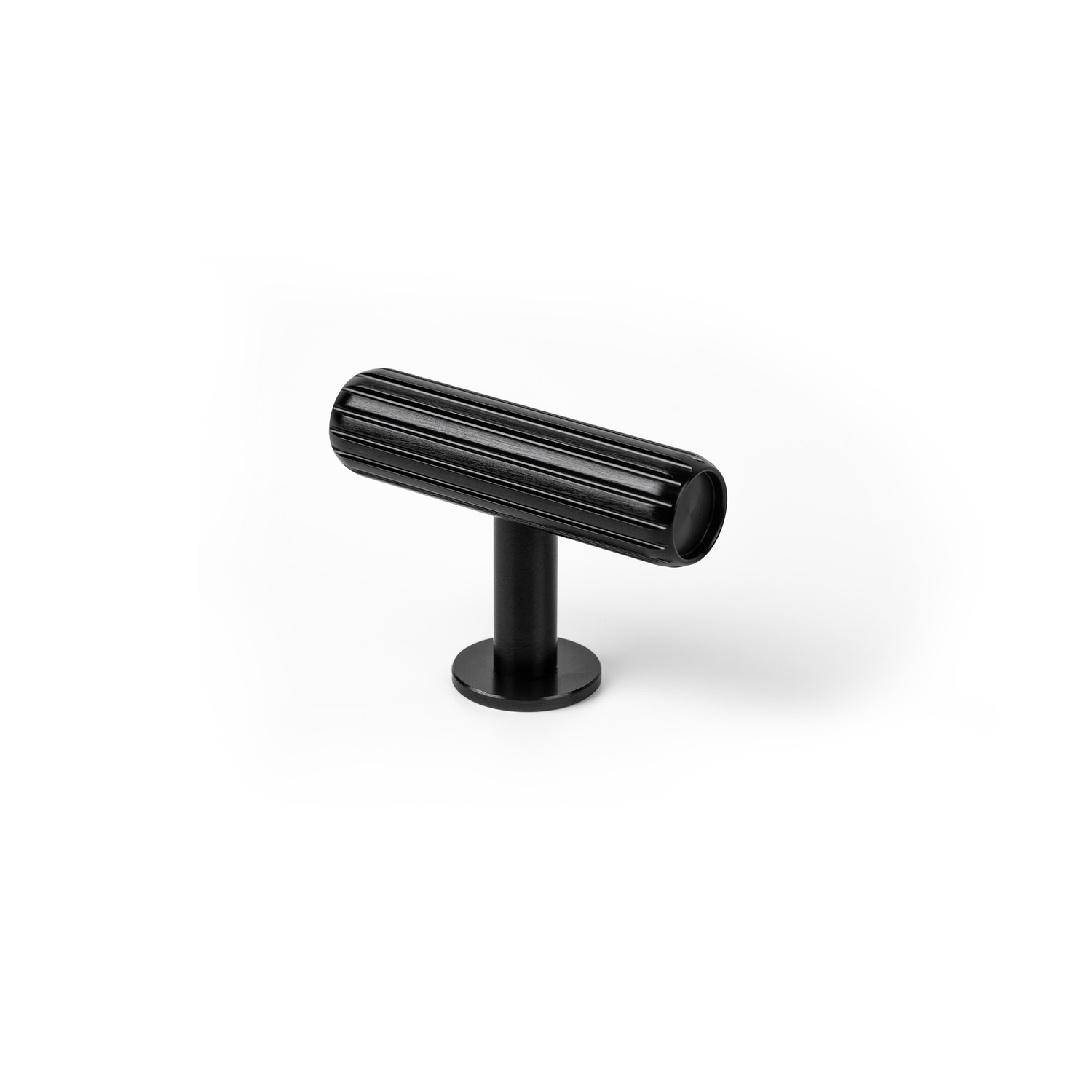 Bouton T RILLE L55 aluminium brossé noir