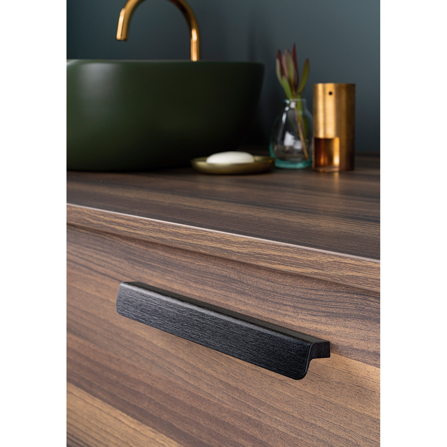 Poignée FLAPP BA256 L350 aluminium brossé laiton cava