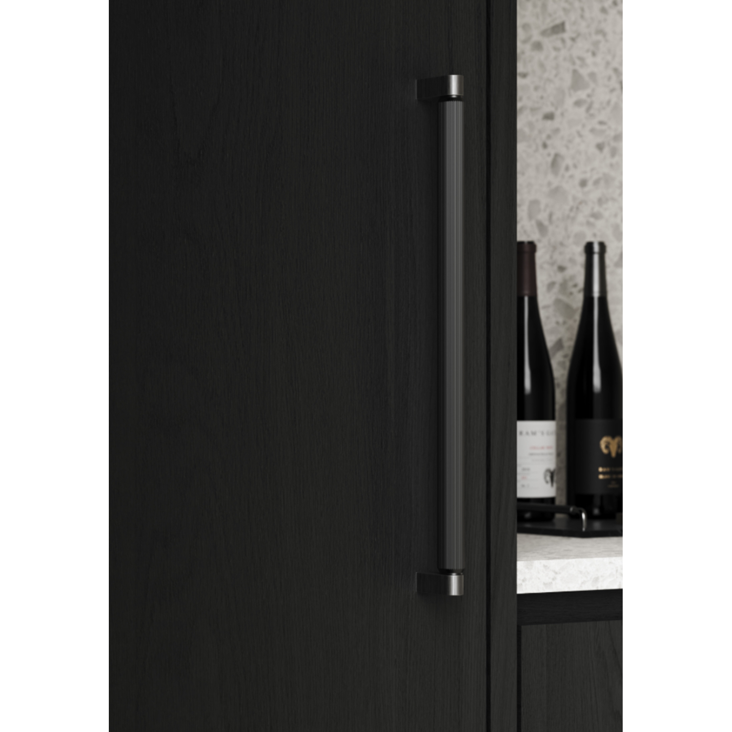 Knop BROOKLYN BIG Ø40 aluminium geborsteld zwart