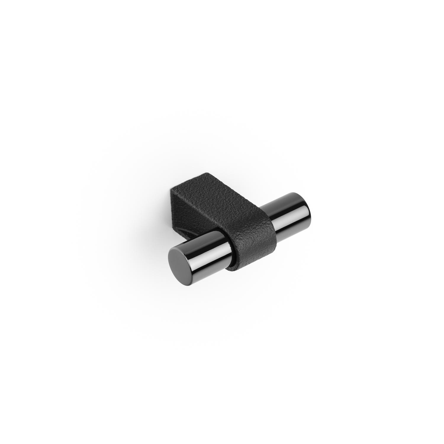 Bouton T CASEY L60 aluminium noir texture / brillant titane noir