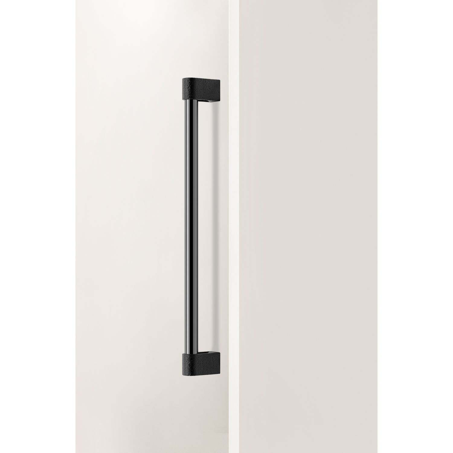 Deurgreep enkel CASEY BIG BA416 L448 aluminium zwart textuur / gepolijst titanium zwart