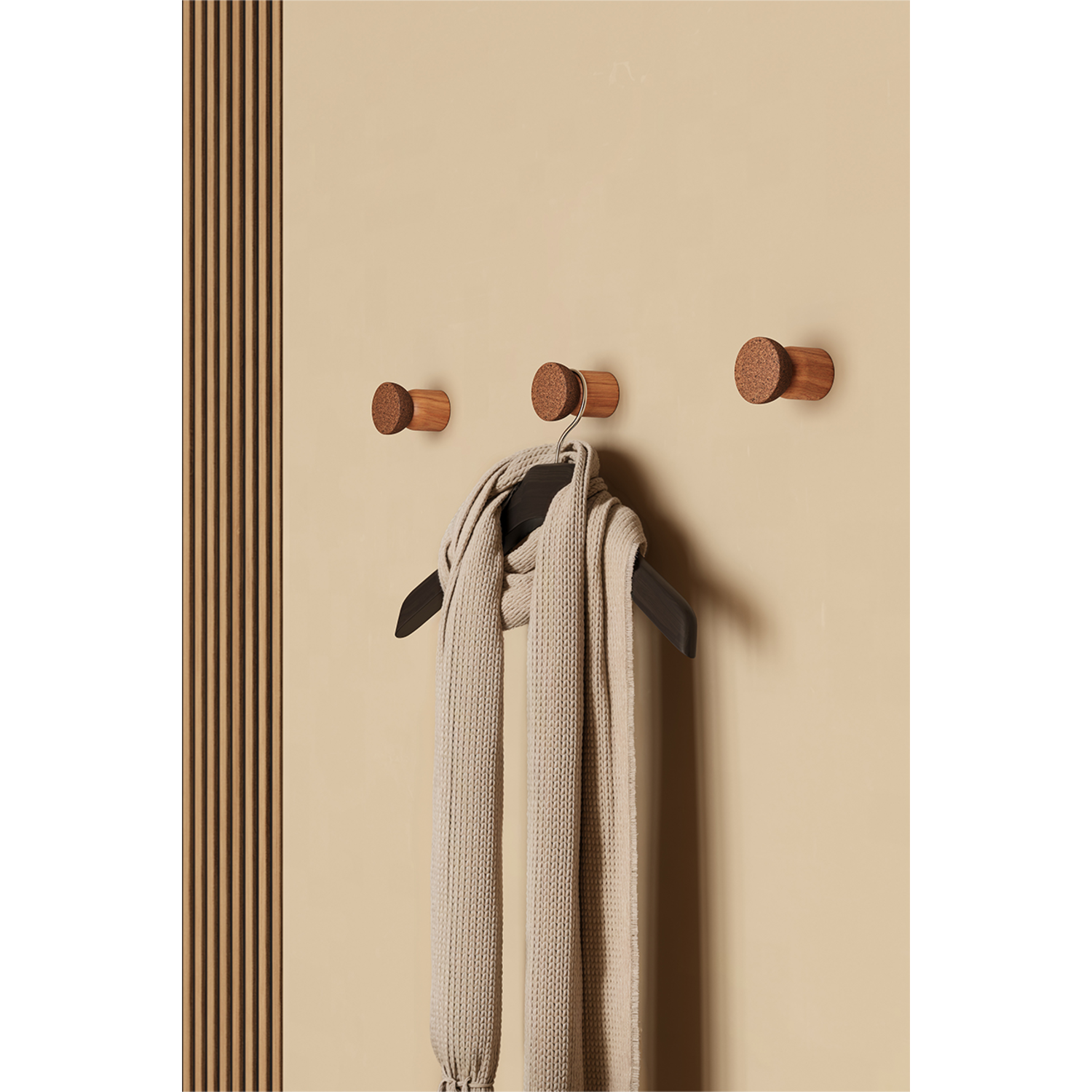 Porte-manteaux PIECE Ø38 bois / liège chêne / liège