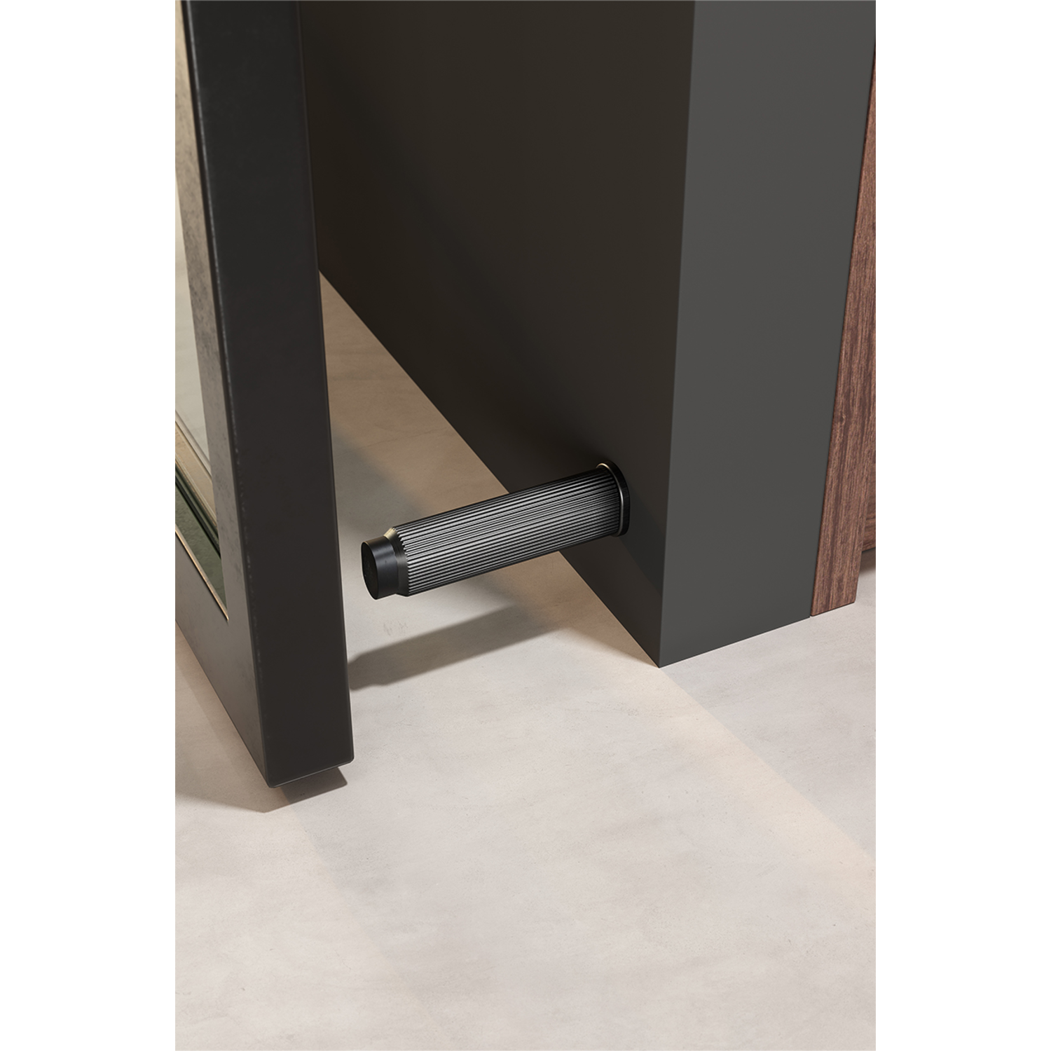 Deurstopper BROOKLYN Ø50 aluminium titanium zwart