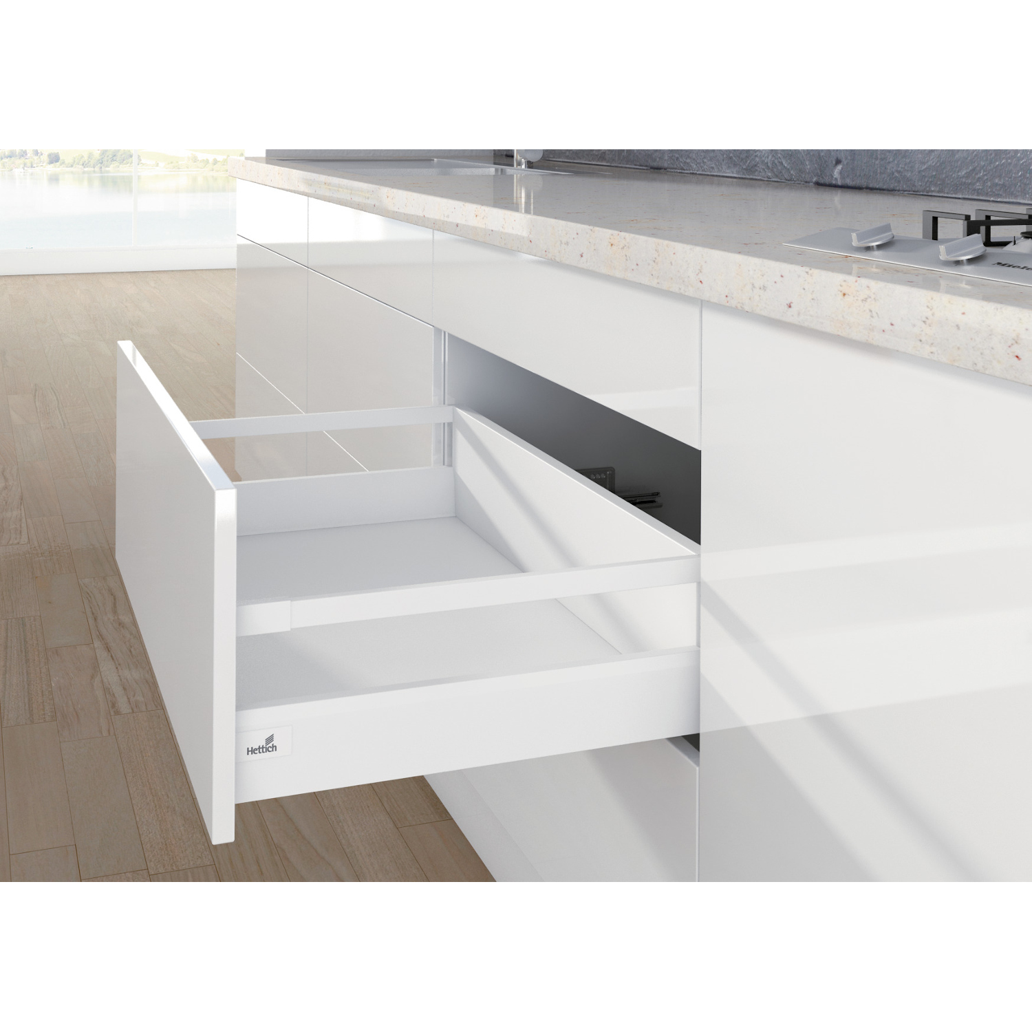 Lengtereling ArciTech / 300 mm, wit, rechts