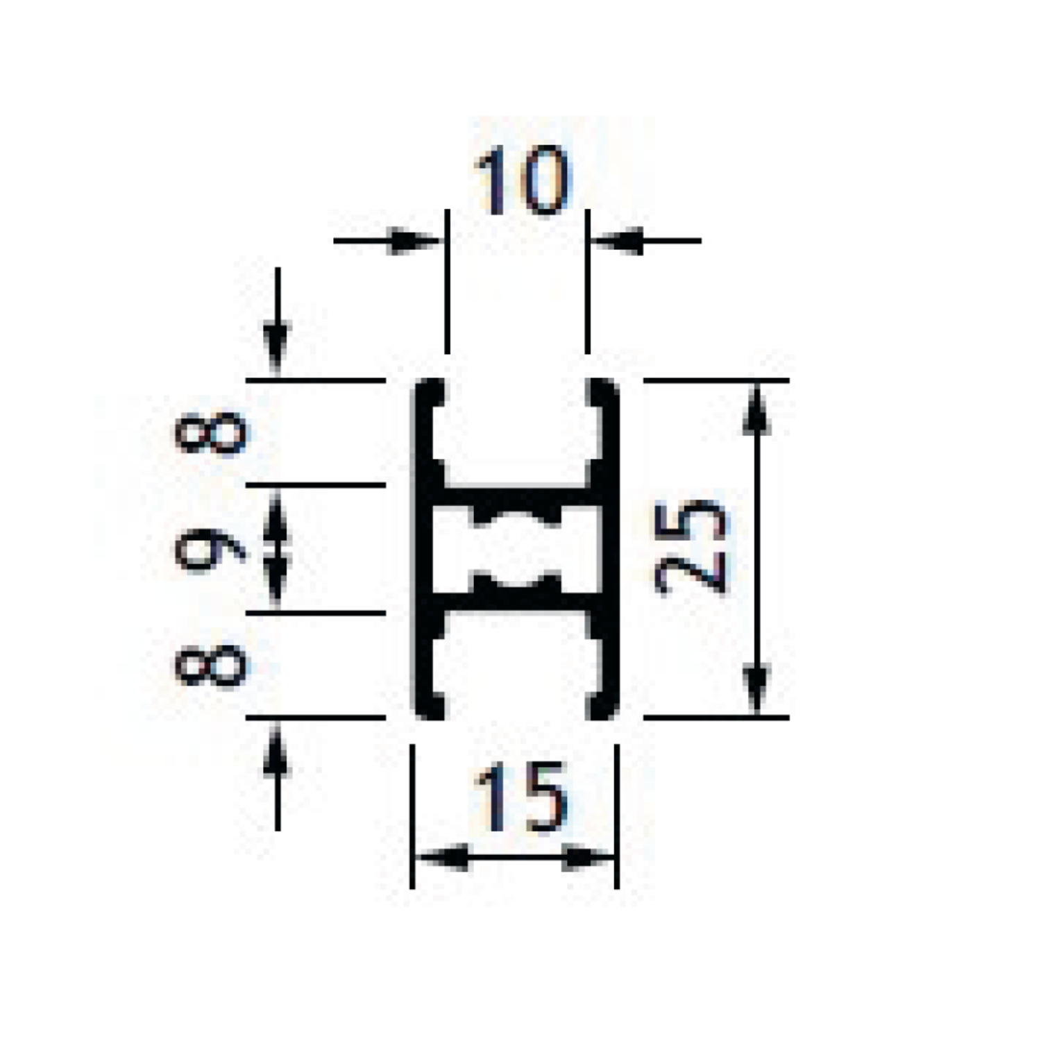 Profil-U horizontal central RC-Base 4m noir  
