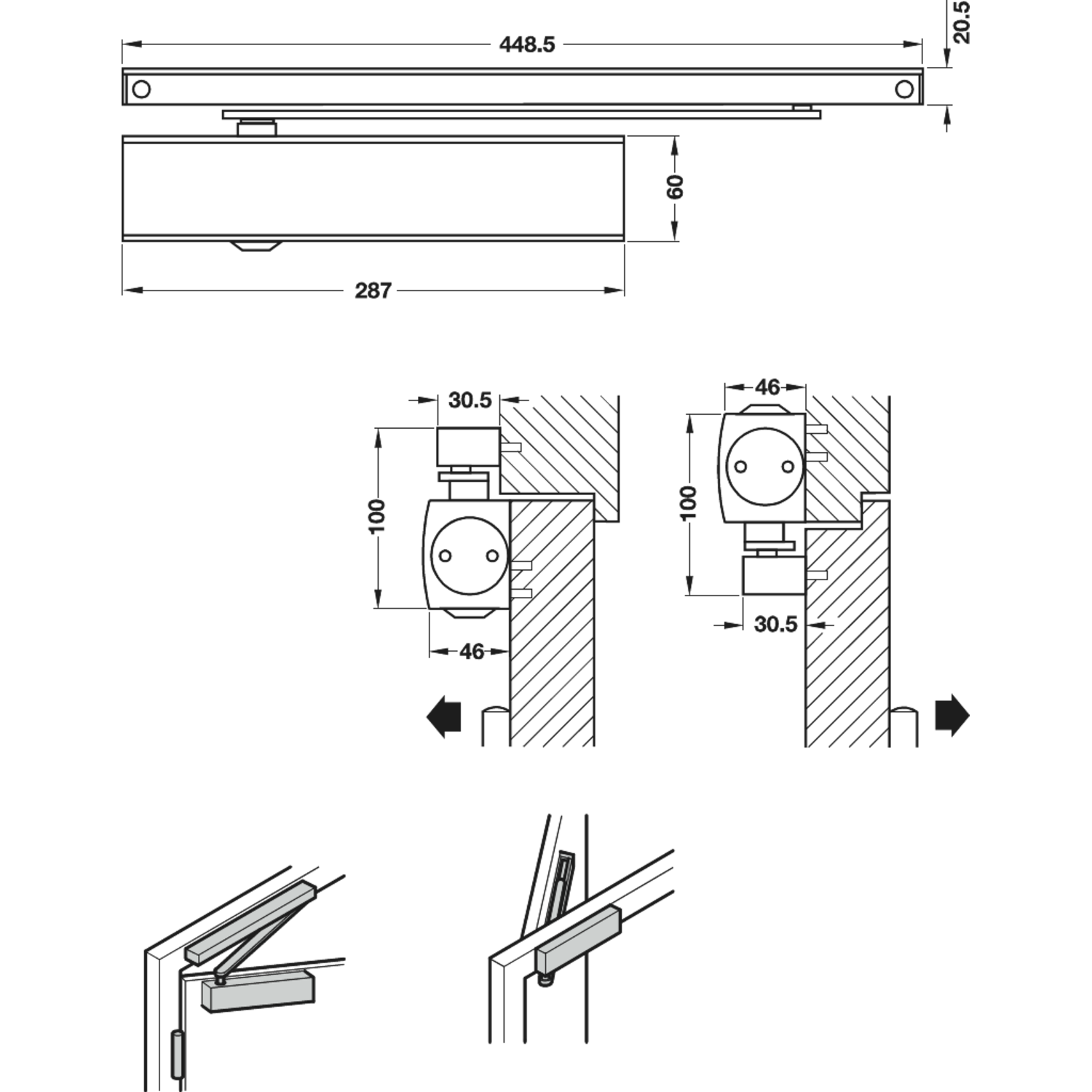 Geze deurpomp ts 5000 v zilver(zonder arm)