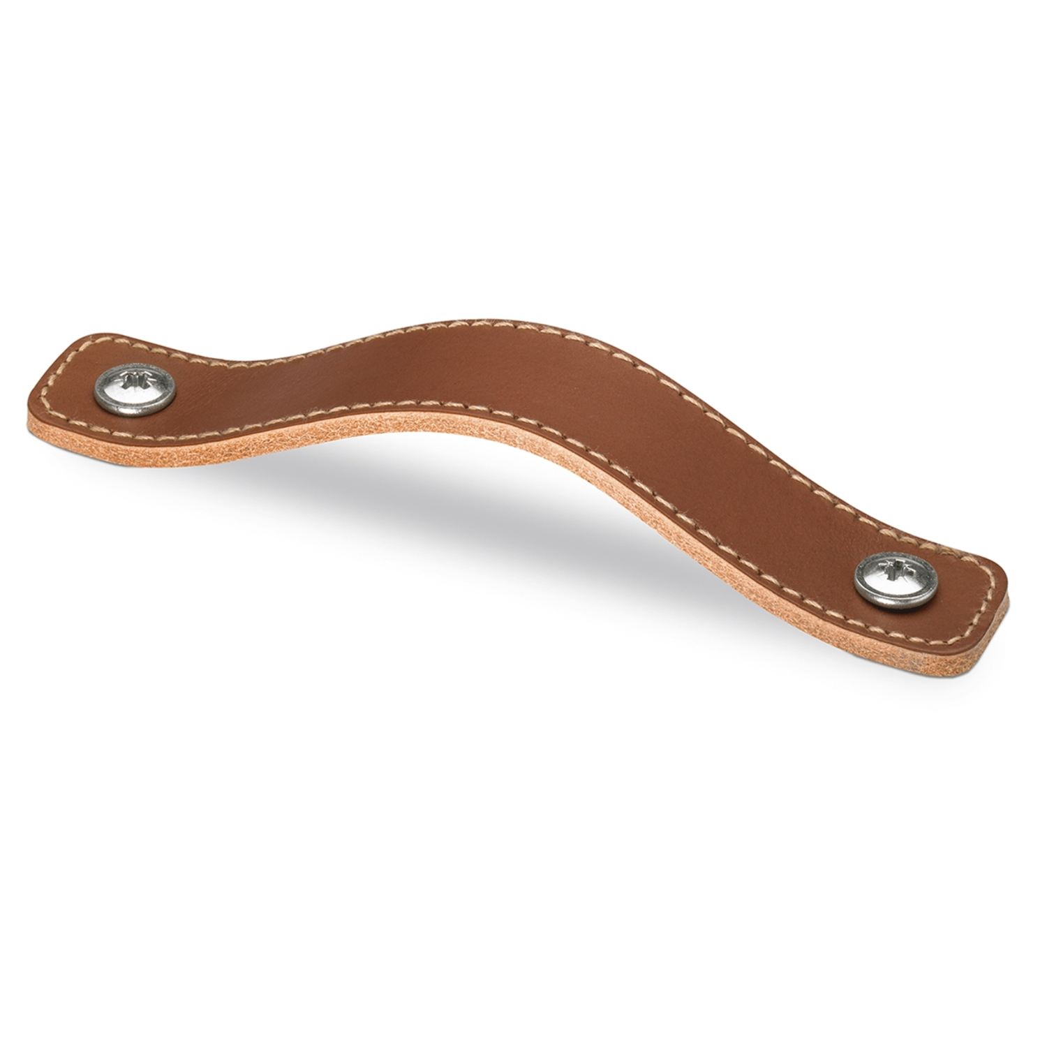 Poignée Nica, entraxe de perçages 128, L 158 mm, B 25 mm, H 3 mm, cuir brun clair