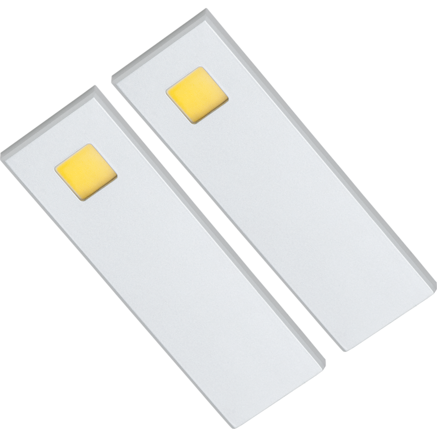 Set 2 d'lau Led rechthoekige onderbouw 3W 3200K alu -tou touch 10w met dimmertransfo