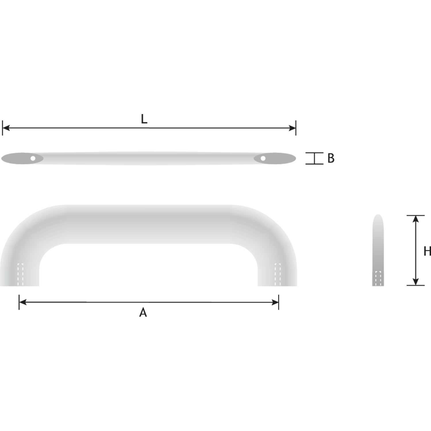 Poignée courbé ea 160mm L 180mm zamac blanc mat 