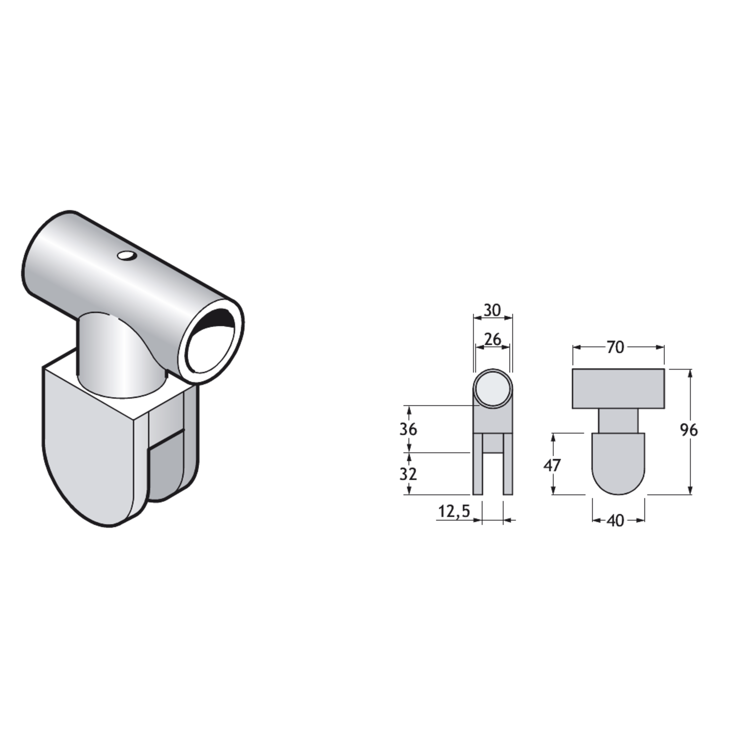 Pba 500-g inox sat. pince superieure pour verre 10 -13mm