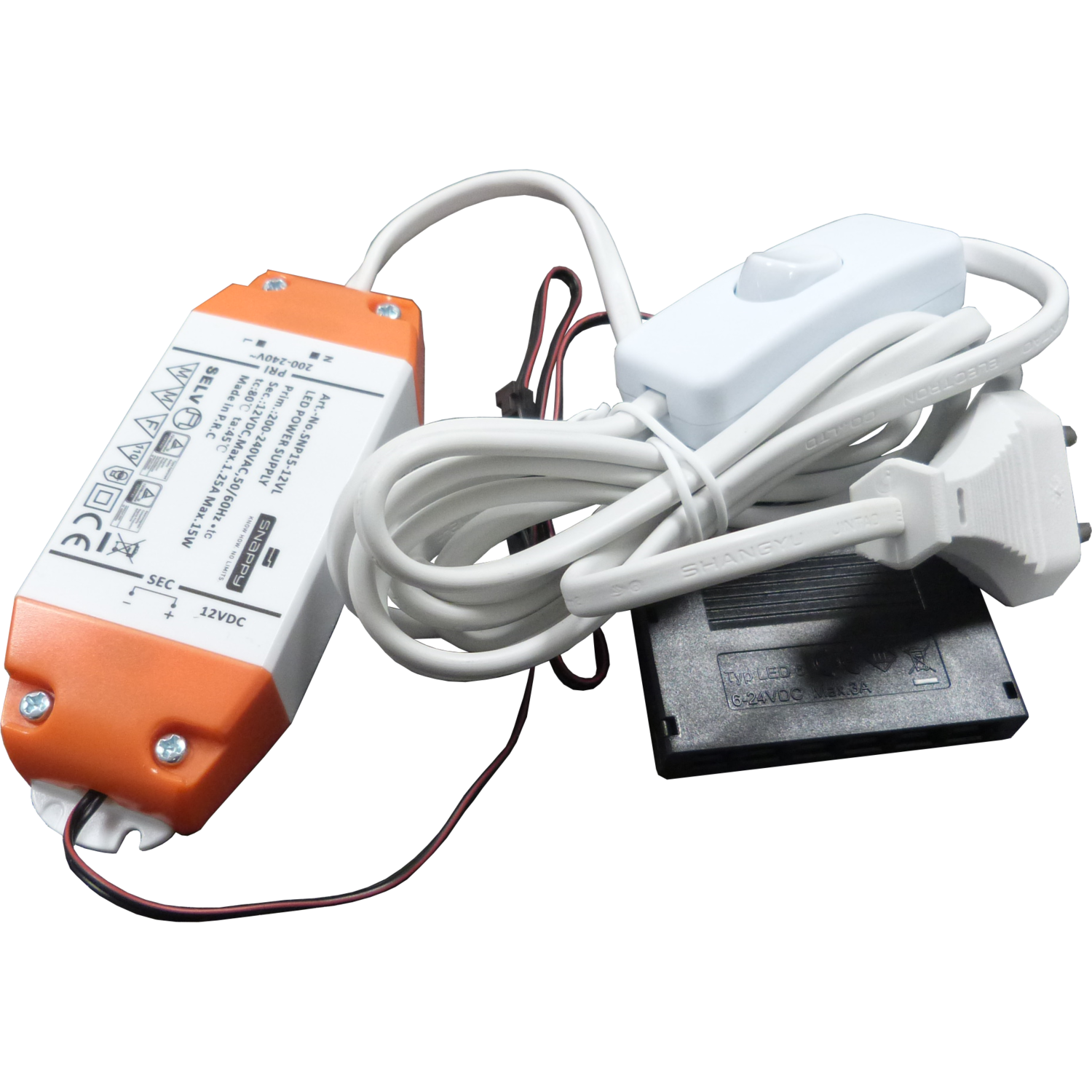 Led transfo 15 W 91x40x19mm+répartiteur 6x 