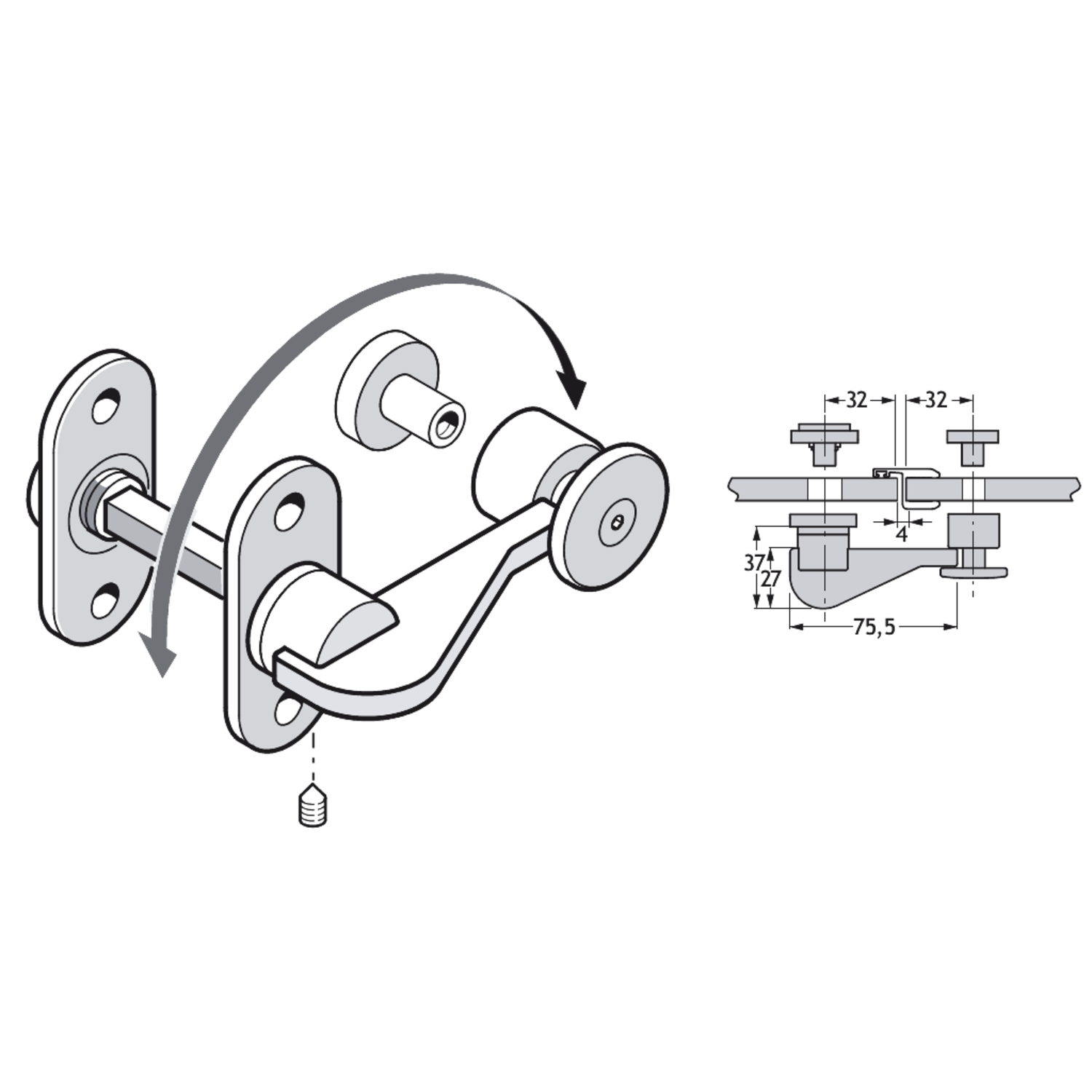 Pba 500-g inox sat. dispositif fermeture libre/occ upe plat