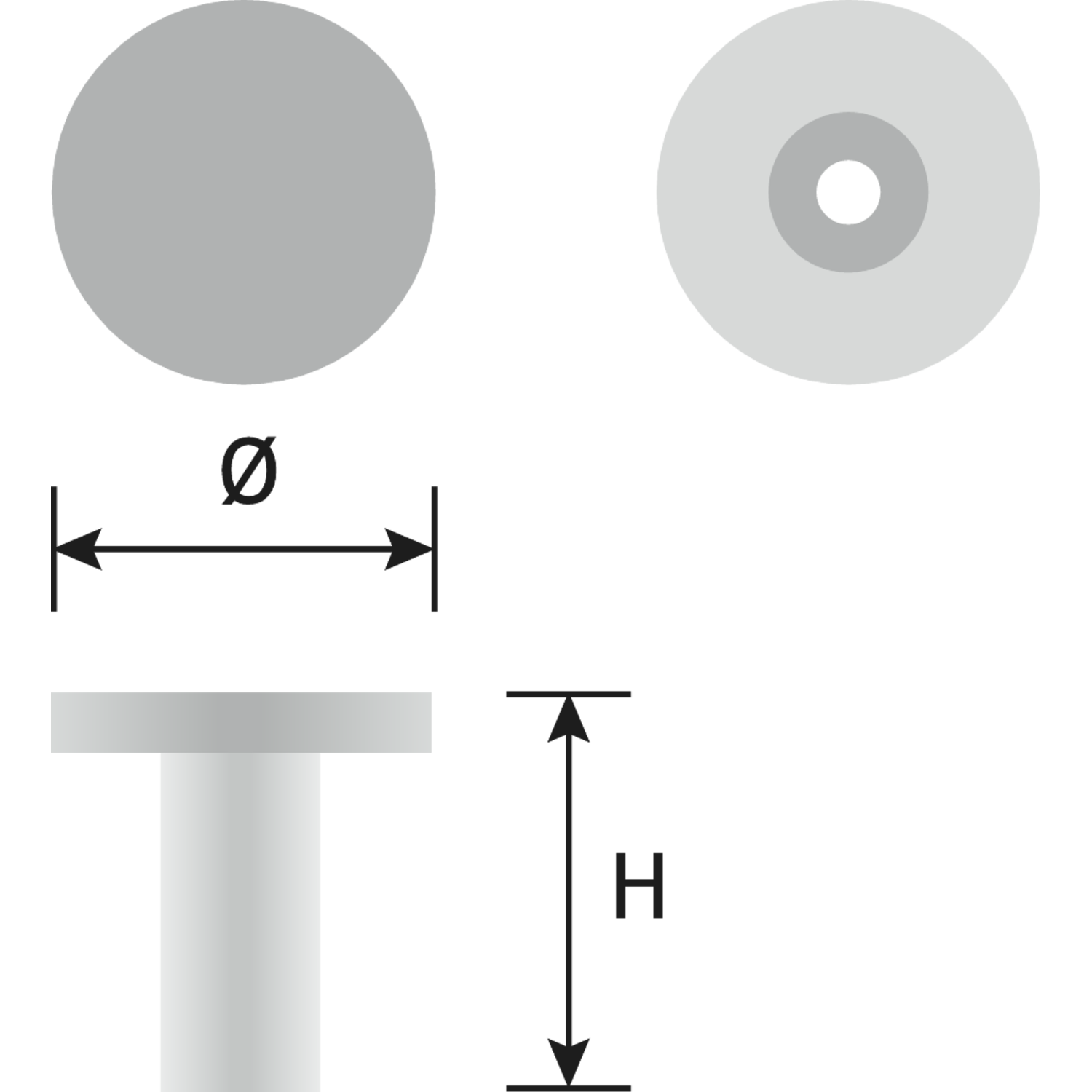Bouton ellie ø25x27 zamac noir mat 