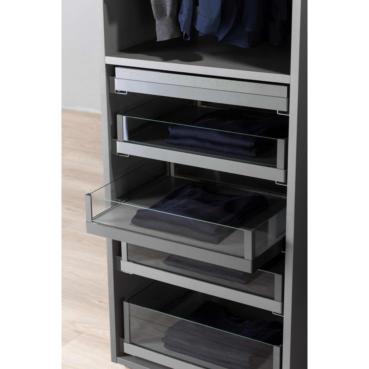 Tf-line lade met glas h.130mm k.600mm antraciet