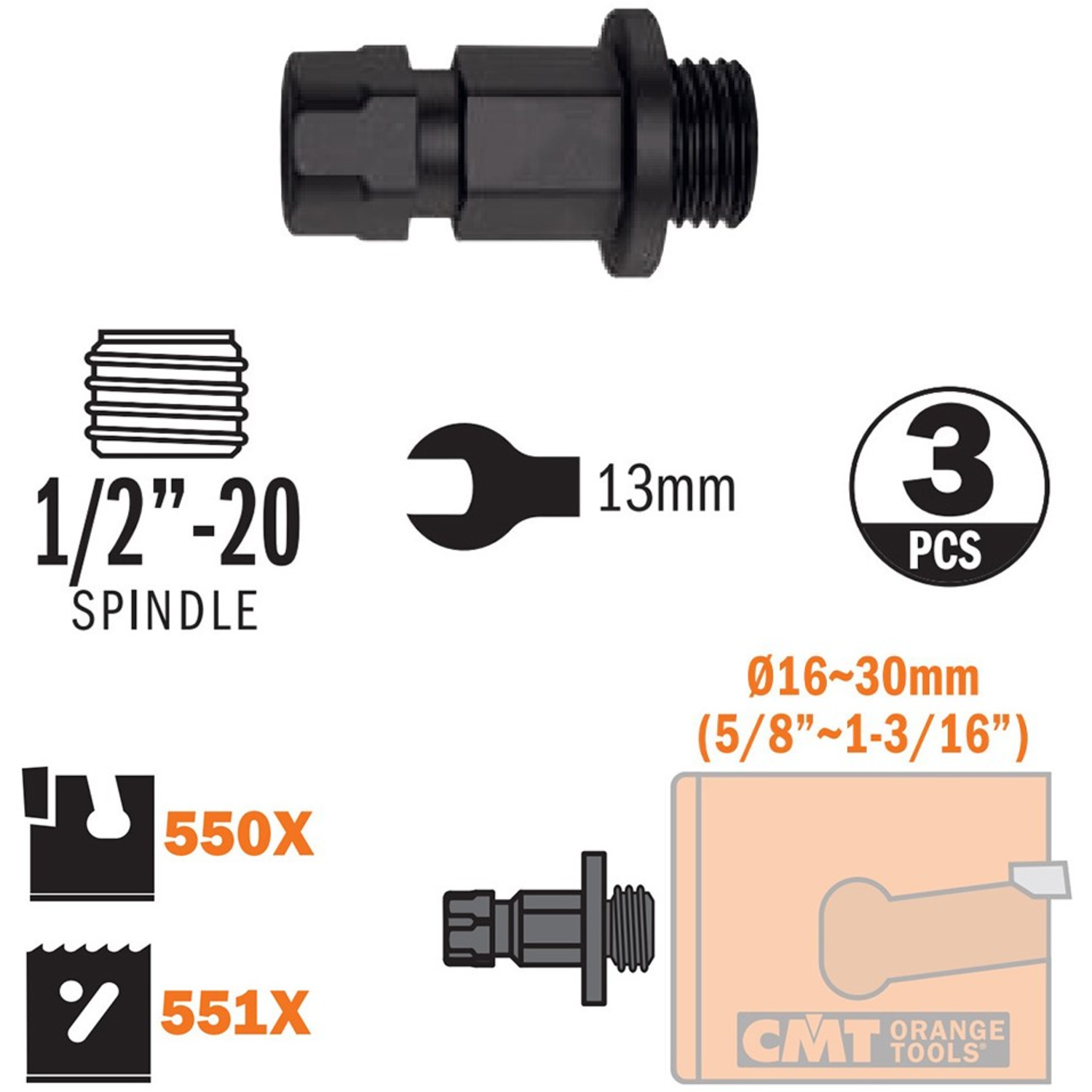 Adaptateur tous types de scies cloches ø16-30mm 