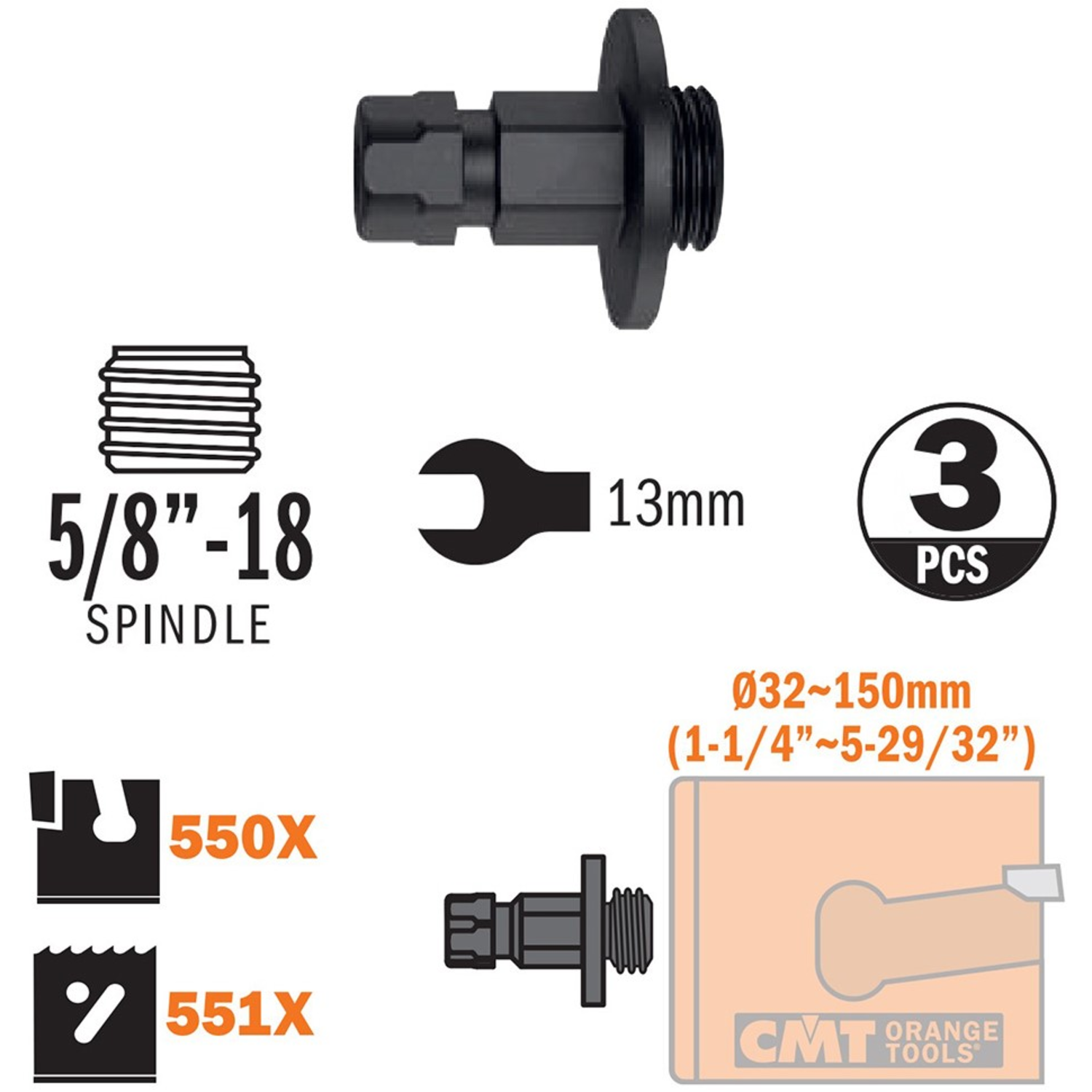 Adapter voor alle type gatzagen ø32-150mm