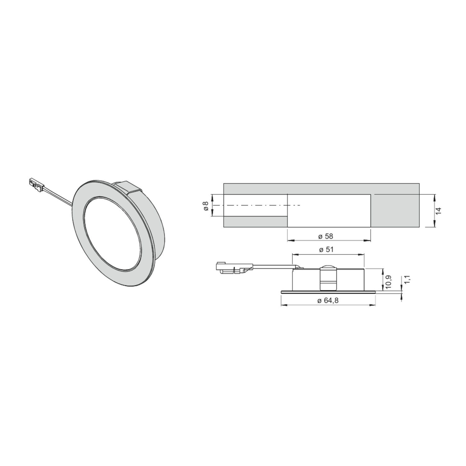 Led Emotion Chip 58 24V 2.5W noir 