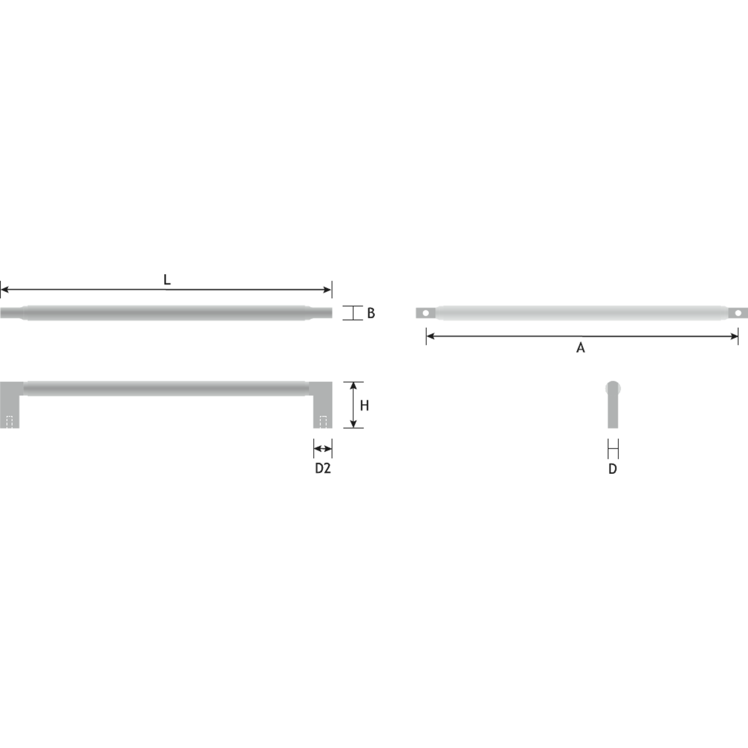Poignée 320mm alu rainuré noir mat 