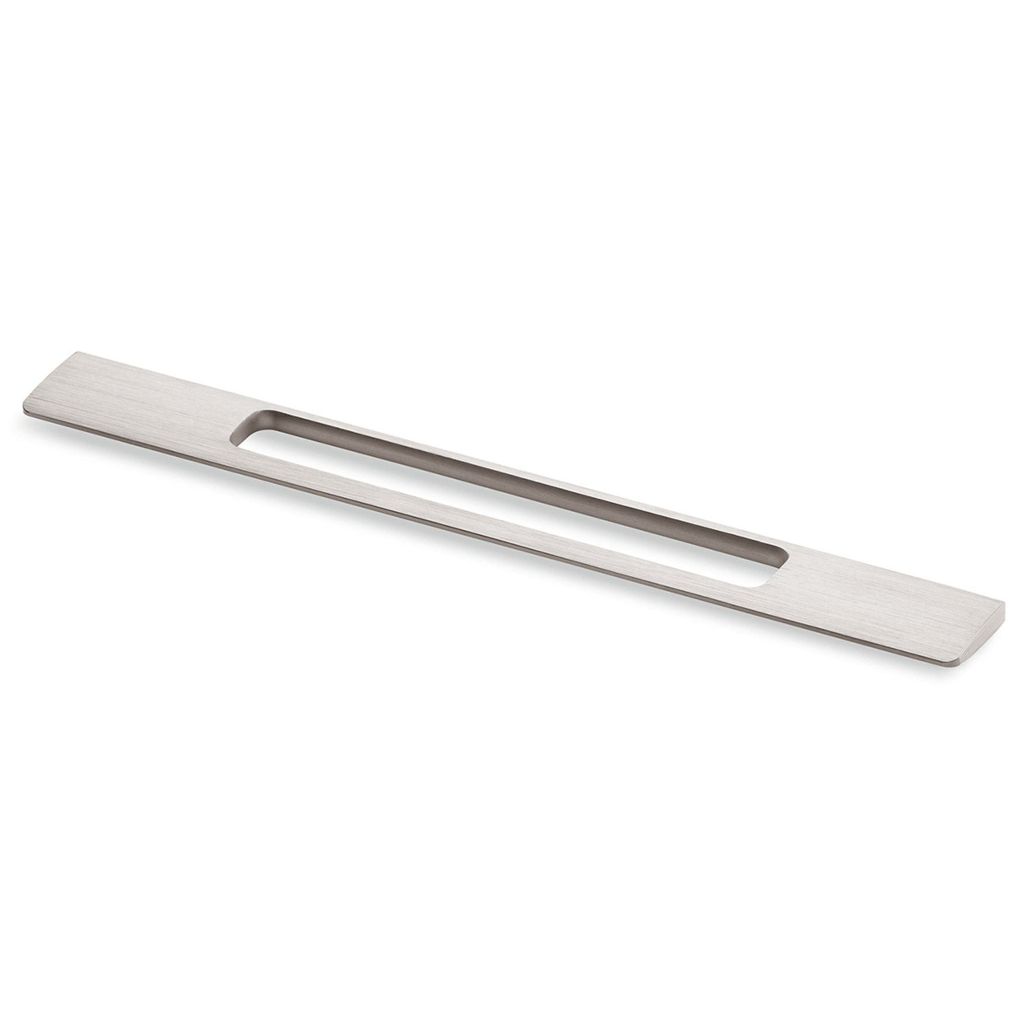 Poignée Nubia, entraxe de perçages 192 / 352 mm, L 437 mm, B 8 mm, H 35 mm, aspect inox brossé